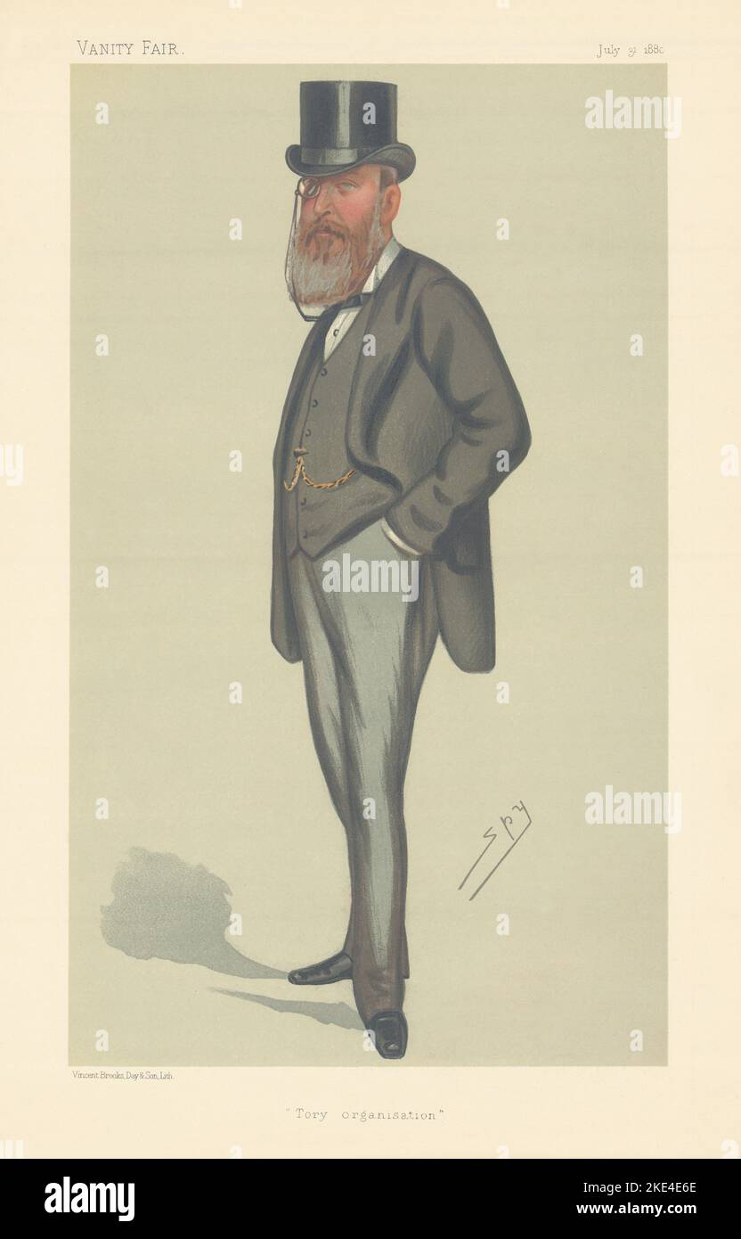 EITELKEIT FAIR SPION CARTOON John Eldon Gorst 'Tory Organisation' Cambs 1880 Print Stockfoto