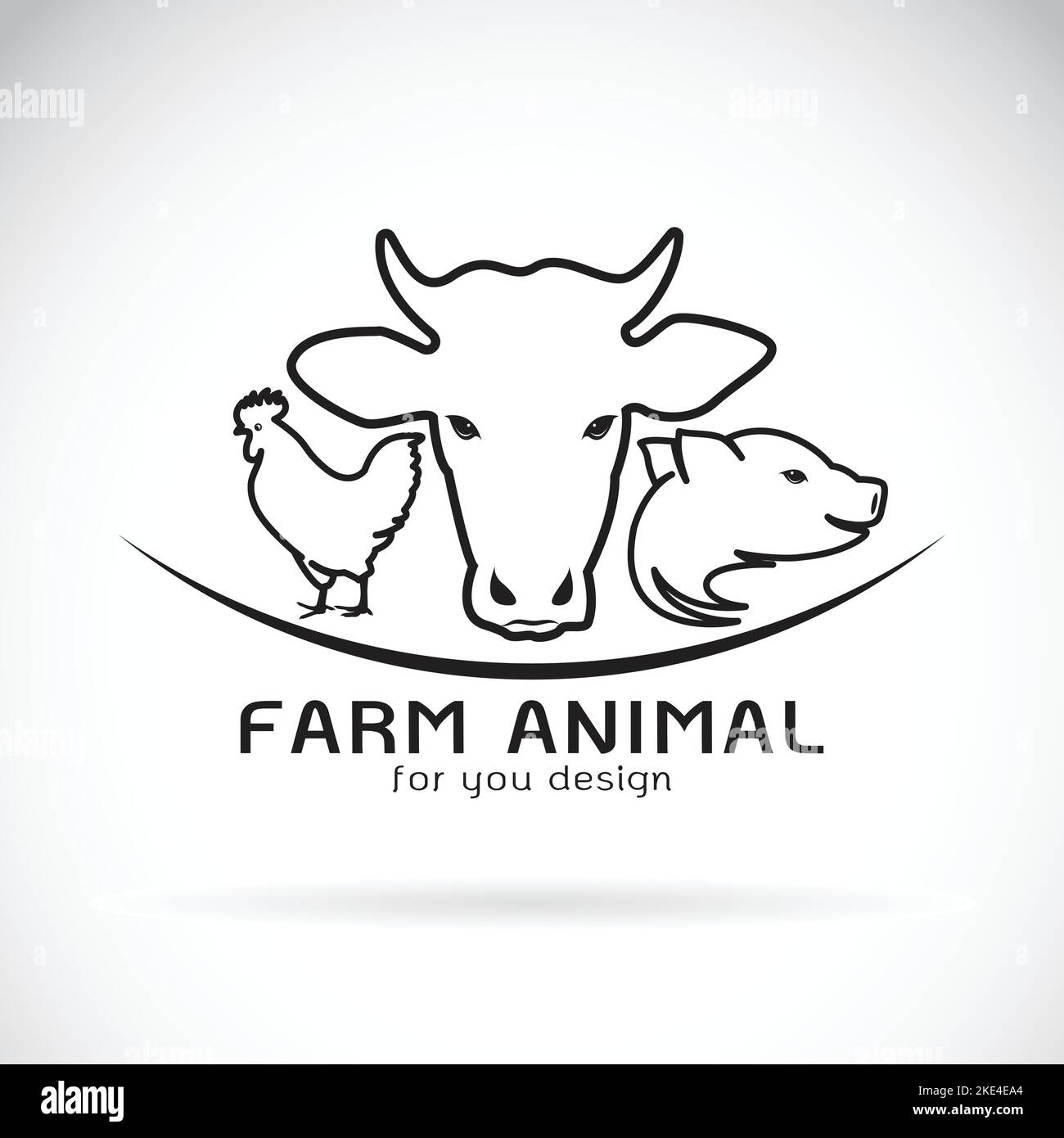 Vector Gruppe von Tierfarm Label., Kuh, Schwein, Huhn. Logo Tier. Leicht editierbare Vektorgrafik mit Ebenen. Tiere. Stock Vektor