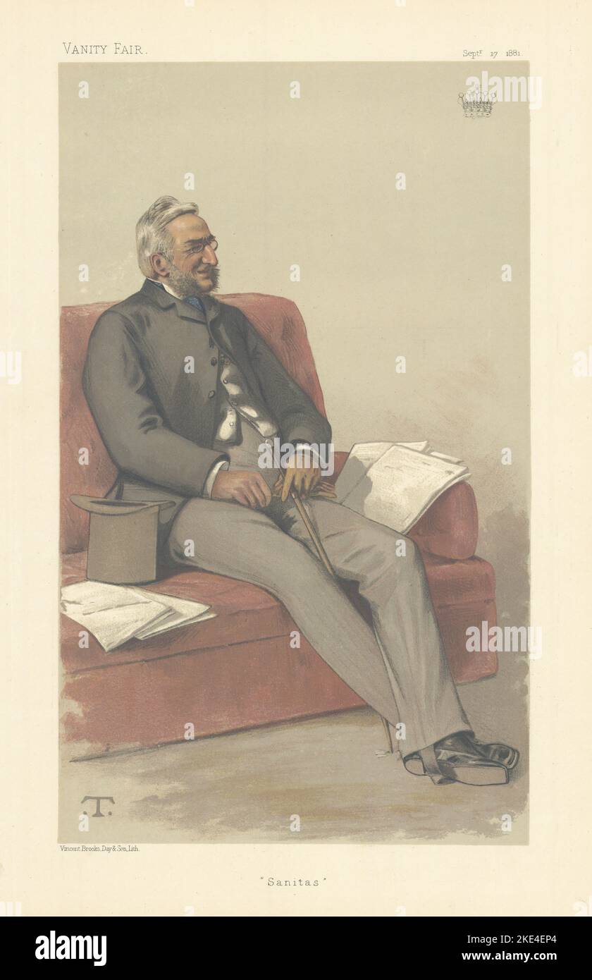 EITELKEIT FAIR SPIONAGE CARTOON Hugh Fortescue, 3. Earl 'Sanitas'. By T 1881 Print Stockfoto
