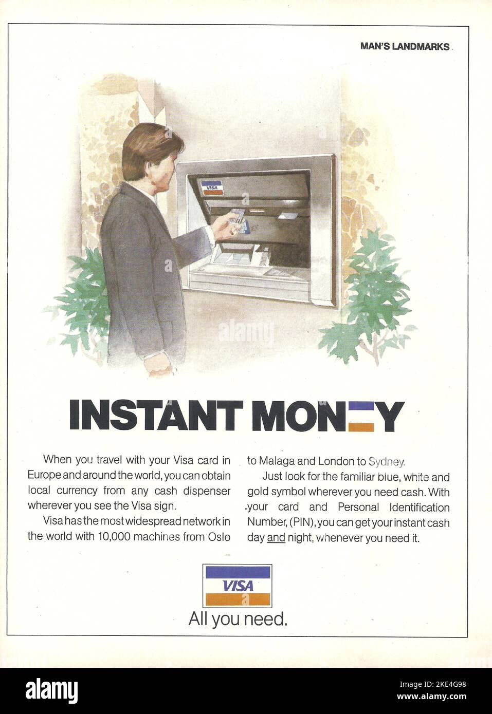 VISA Kreditkarten Retro-Werbung VISA-Anzeige Stockfoto