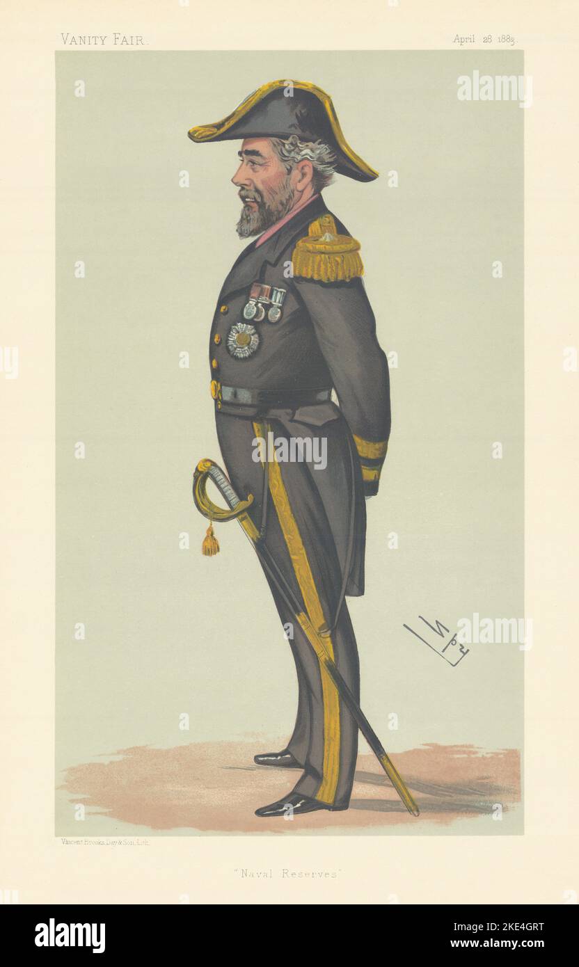 EITELKEIT FAIR SPIONAGE CARTOON Konteradmiral Sir Anthony Hoskins 'Naval Reserves' 1883 Stockfoto