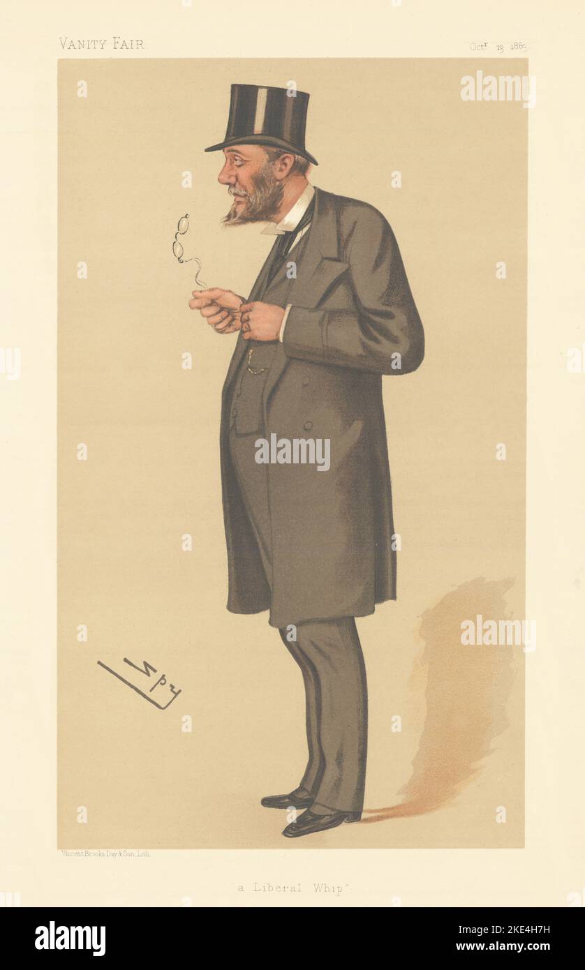 EITELKEIT FAIR SPION CARTOON Charles Cecil Cotes 'A Liberal Whip' Shrops 1883 Druck Stockfoto