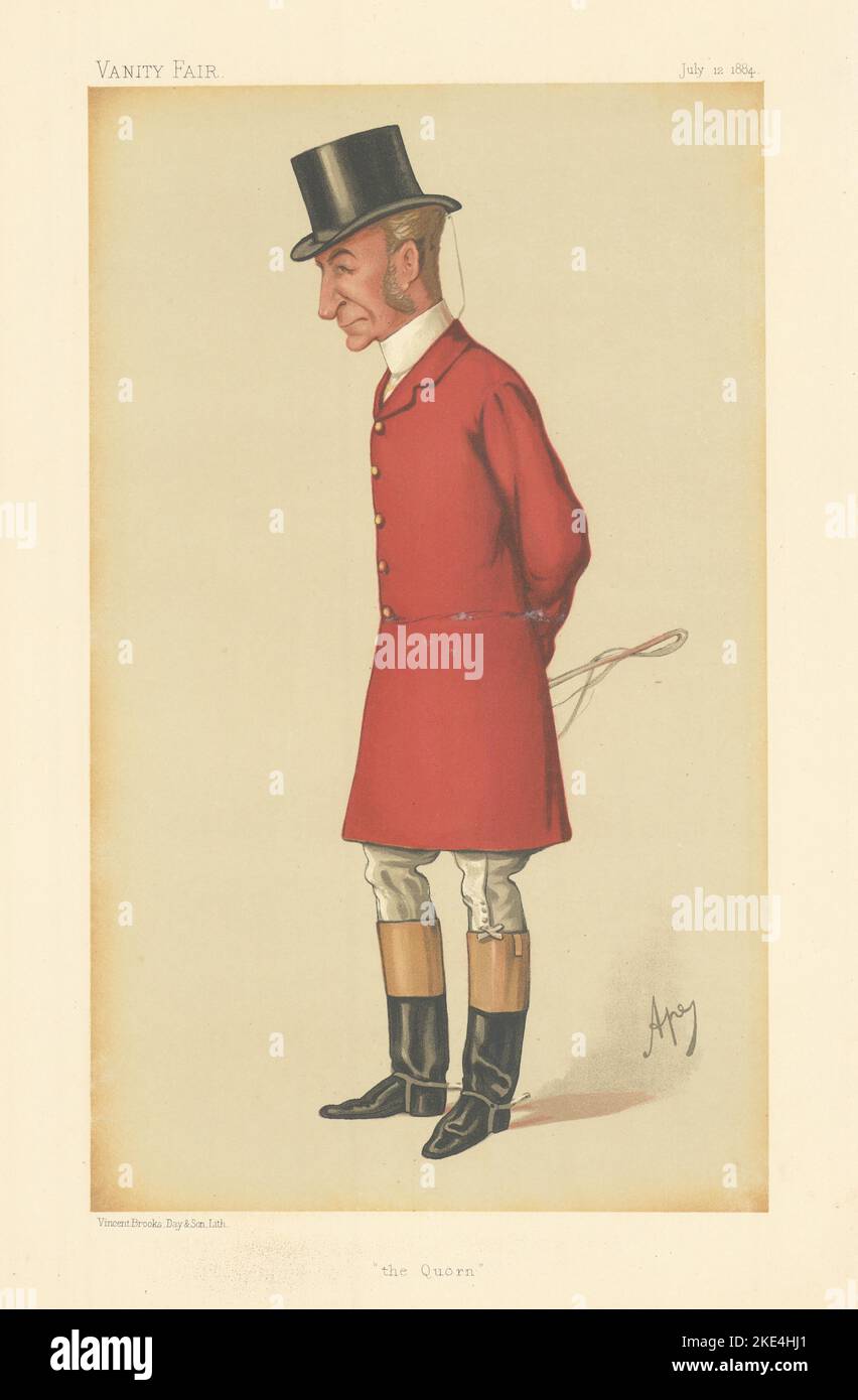 EITELKEIT FAIR SPIONAGE CARTOON Herr John Coupland 'der Quorn' Fox Jäger. Durch Ape 1884 Stockfoto