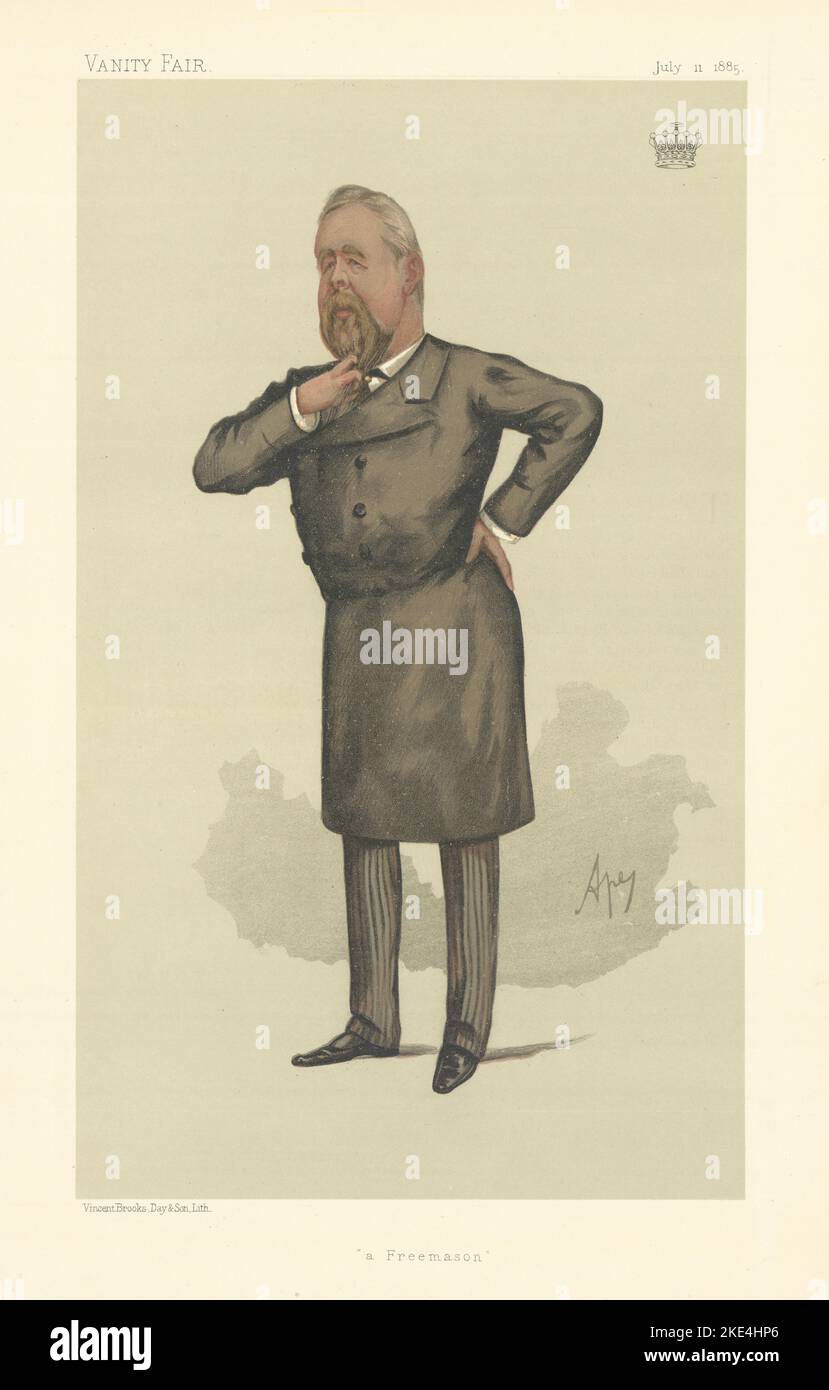 EITELKEIT FAIR SPIONAGE CARTOON der Earl of Limerick 'ein Freimaurer' von Ape 1885 Print Stockfoto