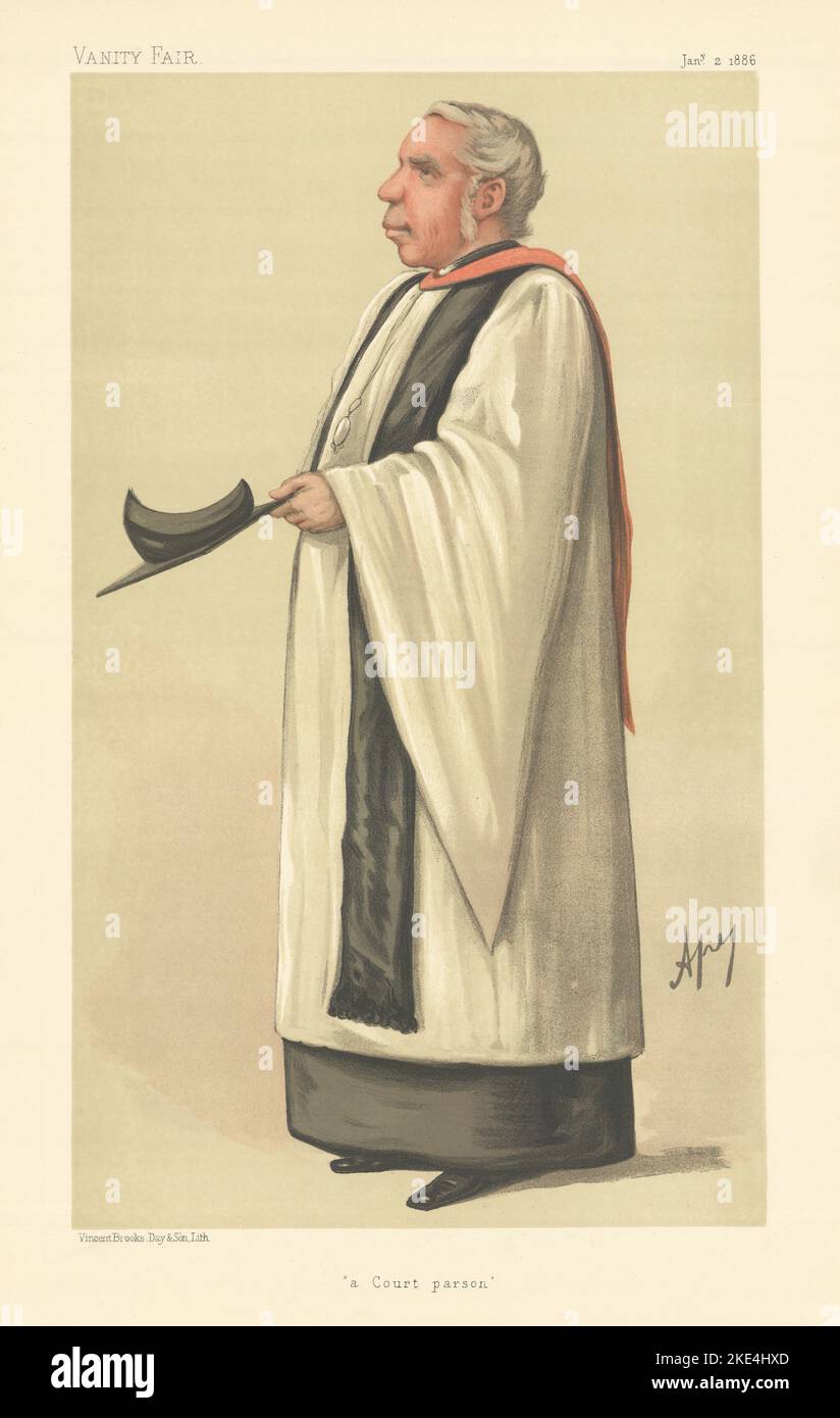 EITELKEIT FAIR SPIONAGE CARTOON Rev Canon R Duckworth 'Ein Gericht Parson' Klerus. Ape 1886 Stockfoto
