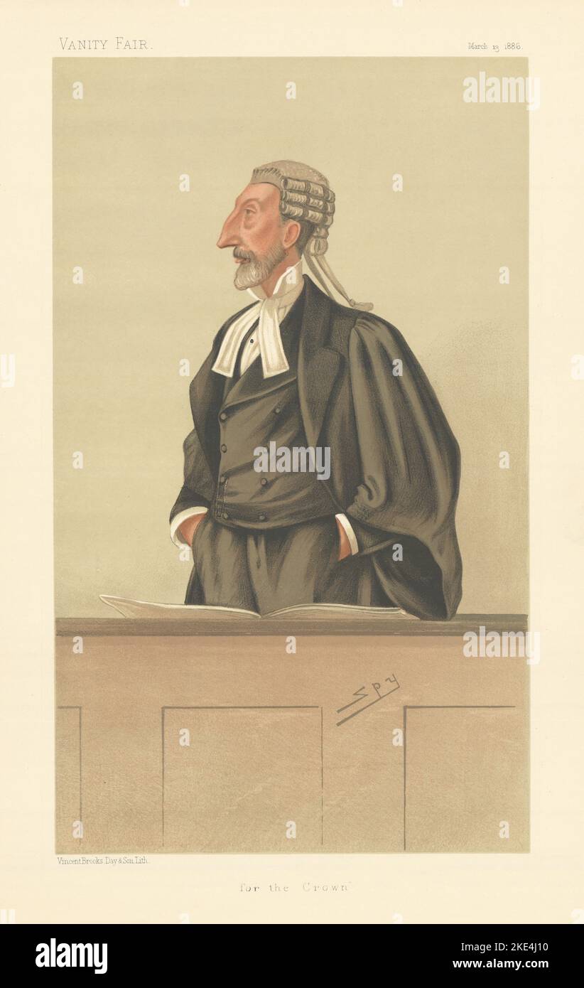 EITELKEIT FAIR SPIONAGE CARTOON Henry Bodkin Polen "für die Krone" Gesetz 1886 alten Druck Stockfoto