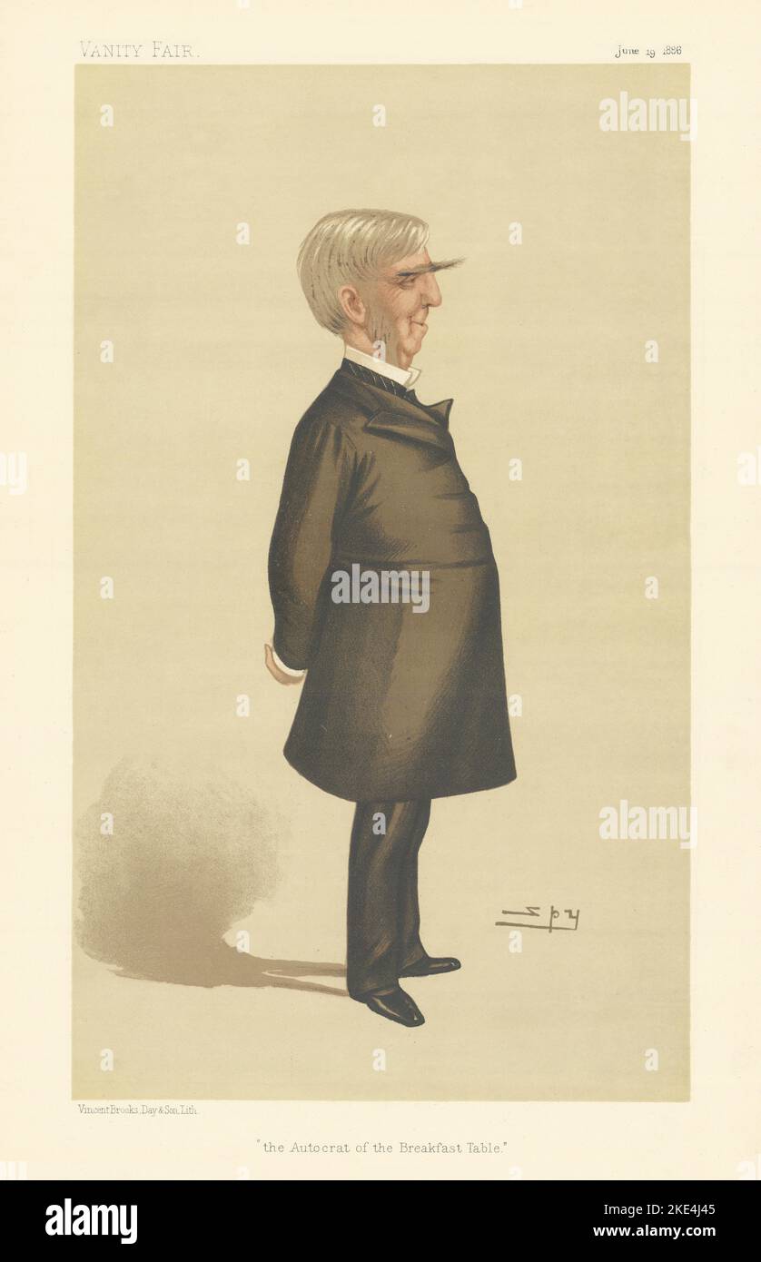 EITELKEIT FAIR SPIONAGE CARTOON Oliver Wendell Holmes SR 'der Autokrat der…' 1886 Stockfoto