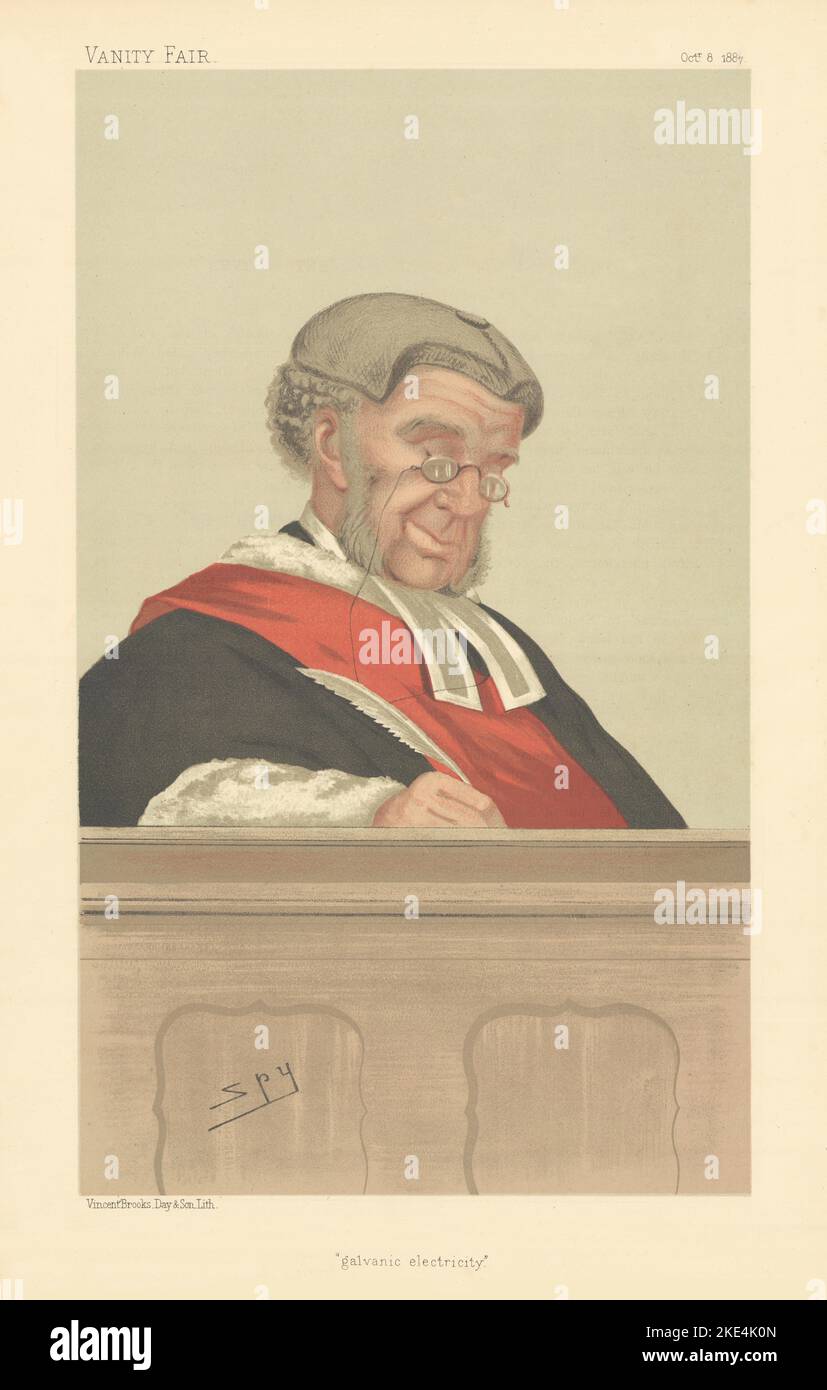 VANITY FAIR SPIONAGE CARTOON William Robert Grove 'galvanische Elektrizität' Richter 1887 Stockfoto