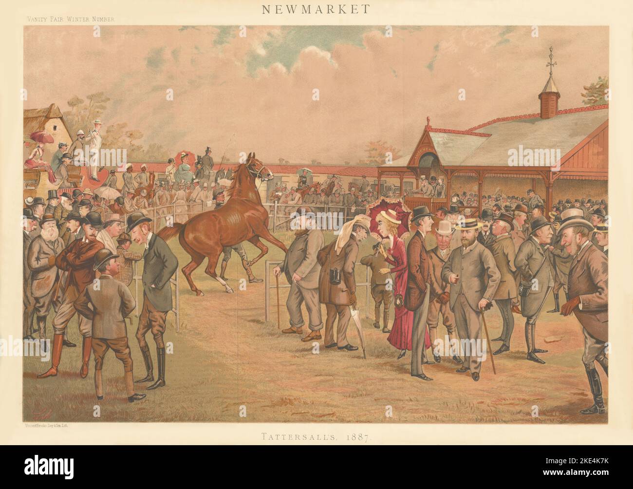 VANITY FAIR SPION CARTOON FOLIO Tattersall's, Newmarket. Rennpferd-Auktion 1887 Stockfoto