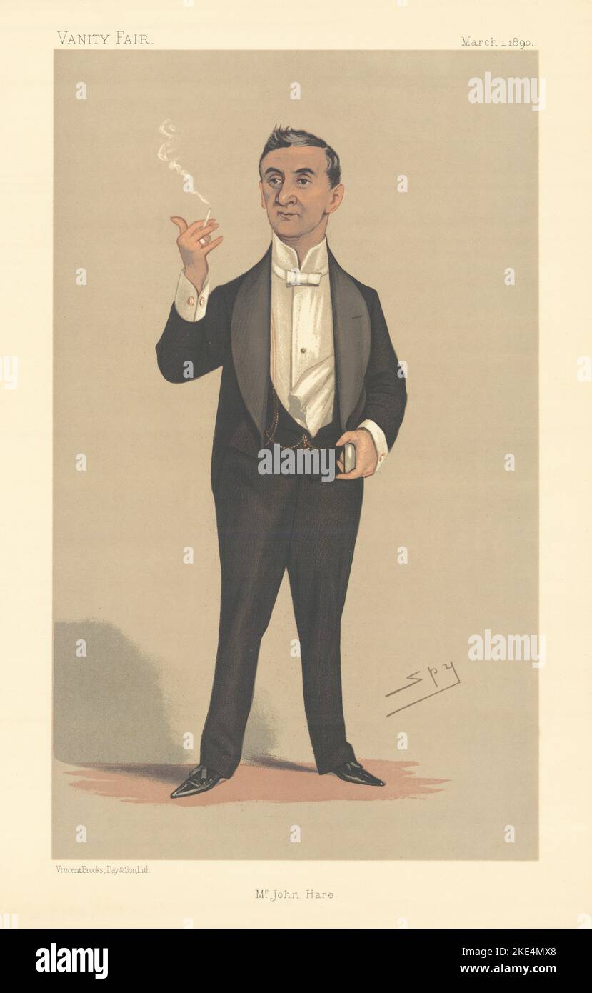 EITELKEIT FAIR SPIONAGE CARTOON 'Mr John Hare'. Schauspieler & Theatermanager 1890 alte Drucke Stockfoto