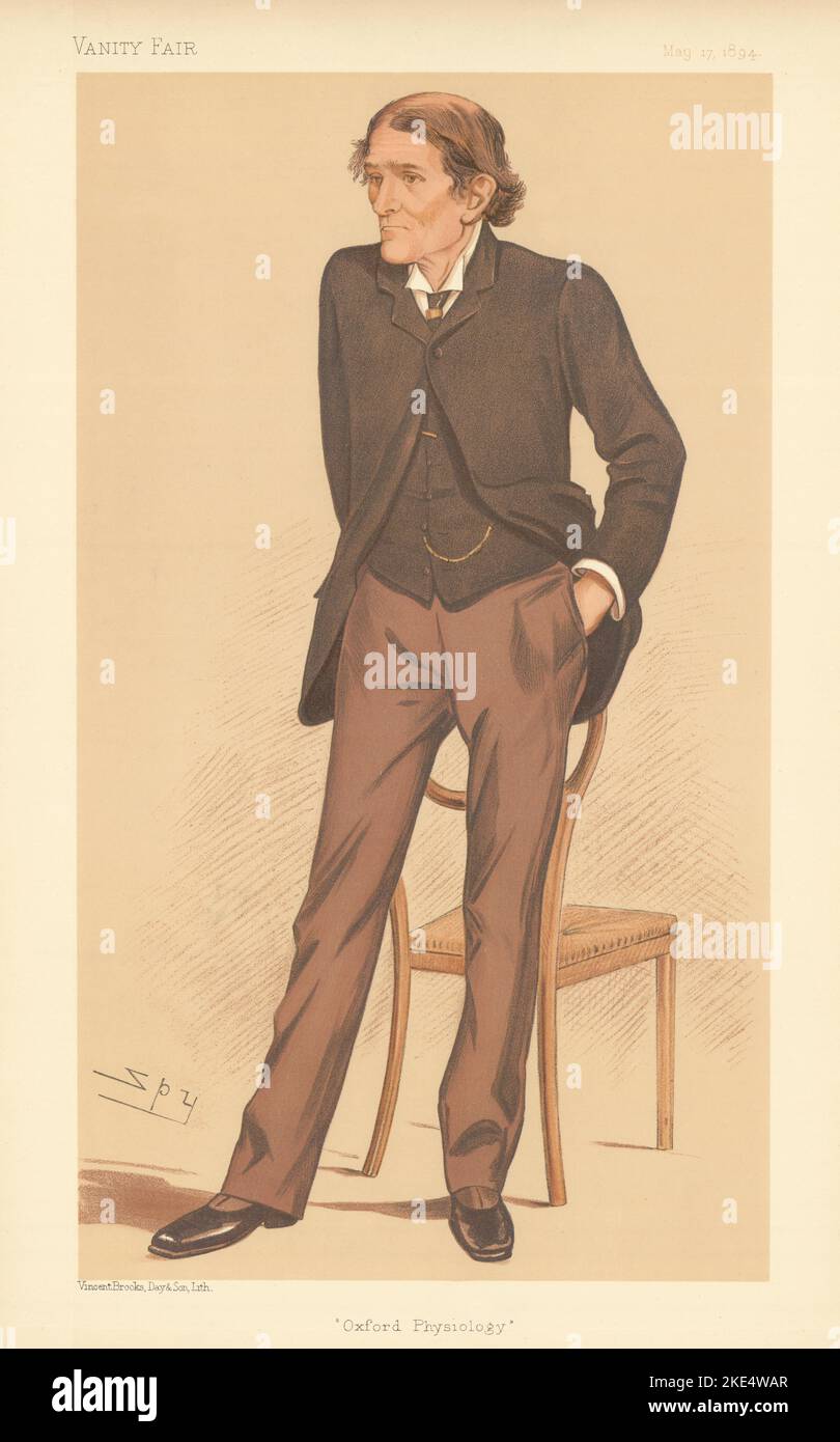 EITELKEIT FAIR SPIONAGE CARTOON Dr. John Scott Burdon-Sanderson 'Oxford Physiology' 1894 Stockfoto