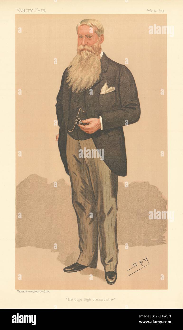 EITELKEIT FAIR SPIONAGE CARTOON Henry Loch 'The Cape High Commissioner' S. Africa 1894 Stockfoto