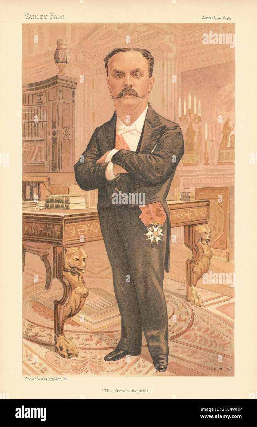 EITELKEIT FAIR SPIONAGE CARTOON Pierre Paul Casimir-Perier. Präsident Frankreichs. GUTH 1894 Stockfoto