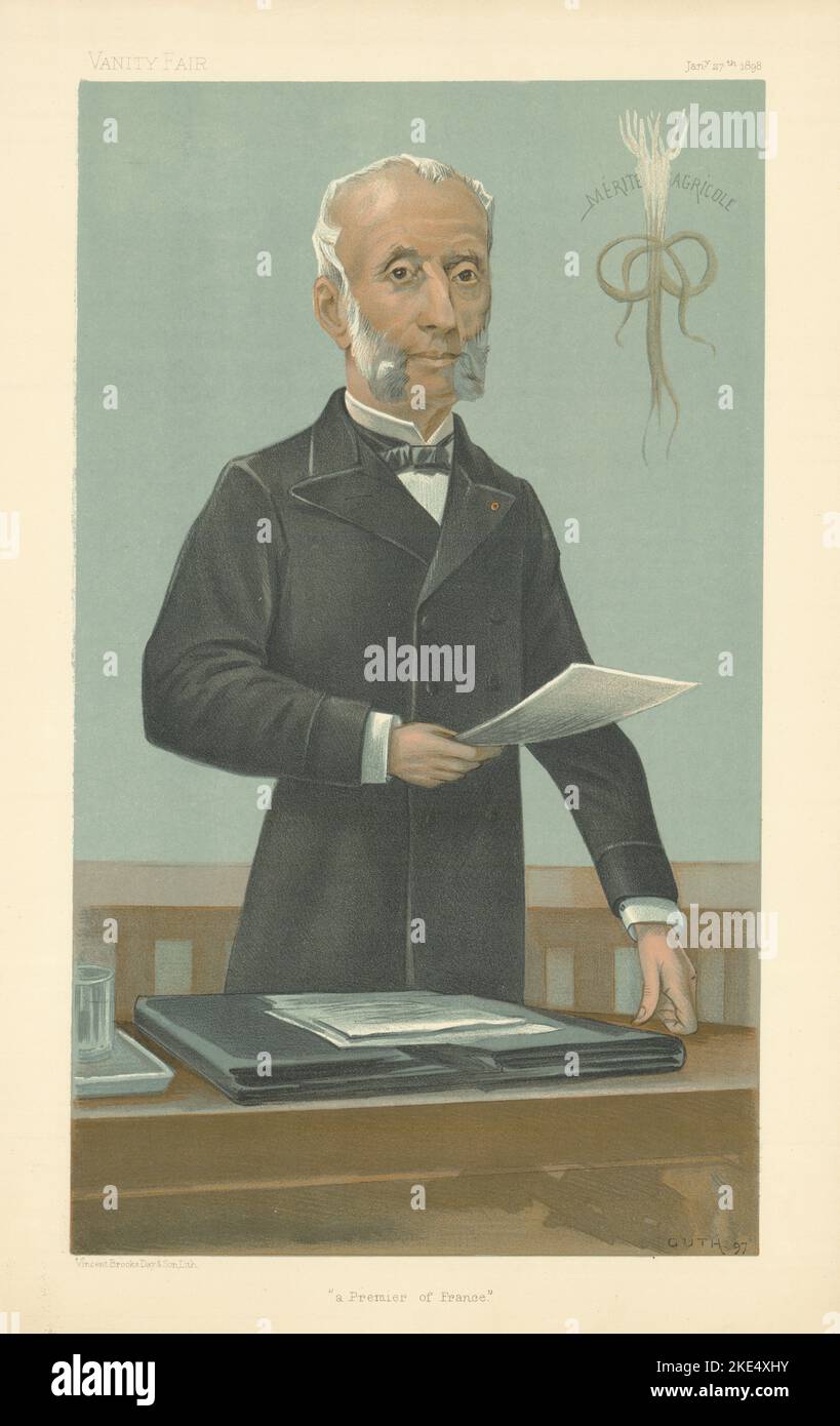 EITELKEIT FAIR SPIONAGE CARTOON Felix Jules Meline "ein Premier von Frankreich". GUTH 1898 Stockfoto