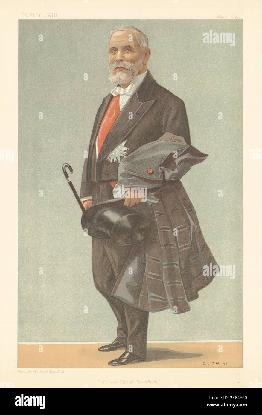 EITELKEIT FAIR SPIONAGE CARTOON Emile Loubet 'der neue französische Präsident' Frankreich 1899 Stockfoto
