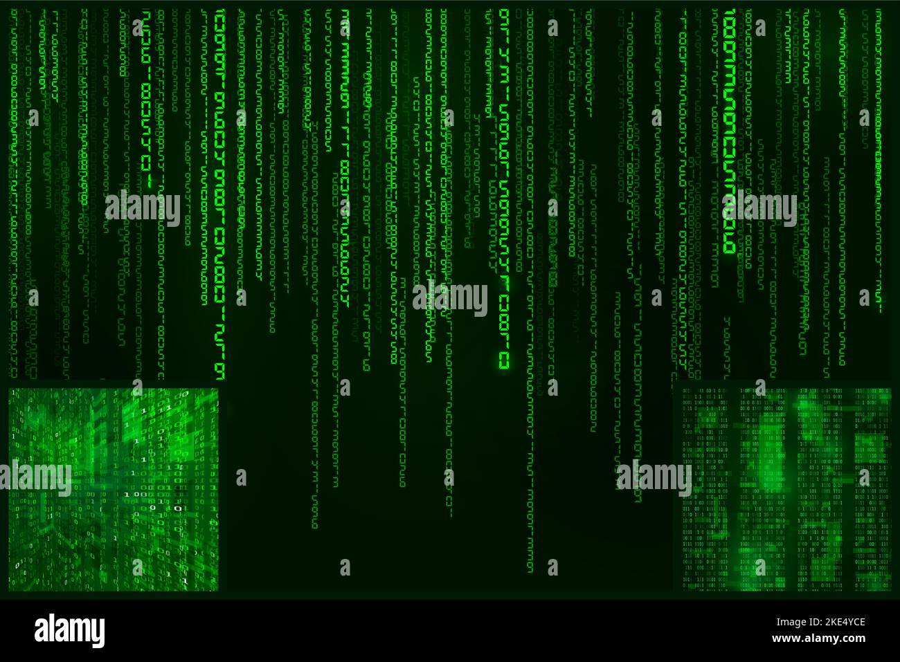 Digitale Datencodierung. Codierter Hintergrund im Cyberspace-Matrix-Stil. Vektorgrafik Stock Vektor