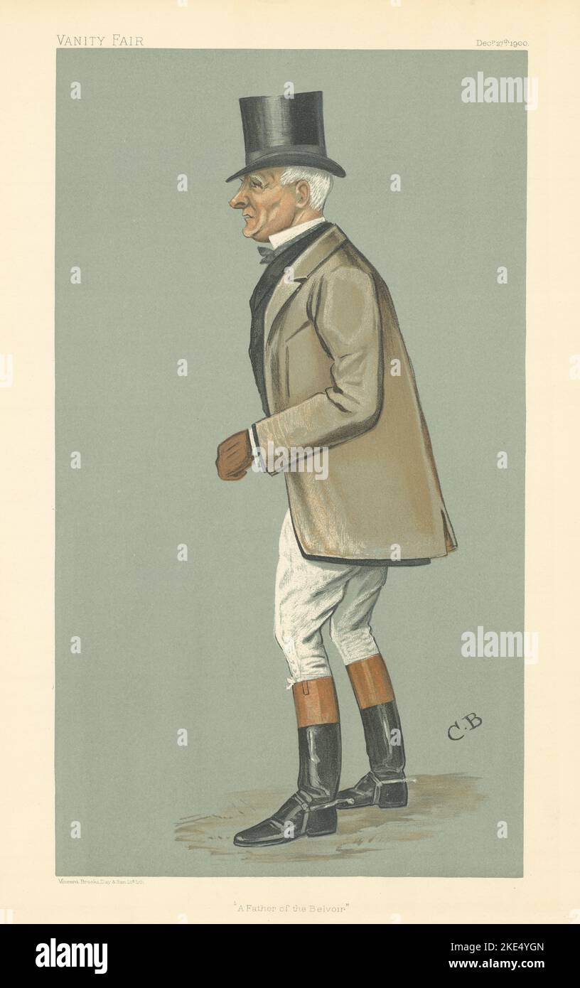 EITELKEIT FAIR SPIONAGE CARTOON John Earle Welby 'Ein Vater der Belvoir' Jagd 1900 Stockfoto