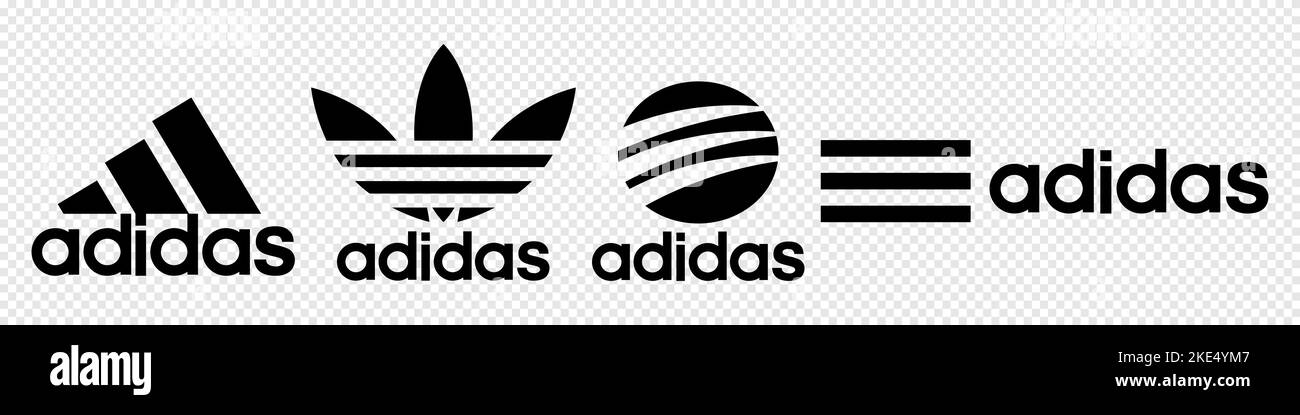 Vinnitsa, Ukraine - 21. Oktober 2022: Logo-Ikone der Sportmarke von adidas. Vektorgrafik redaktionelle Illustration Stock Vektor