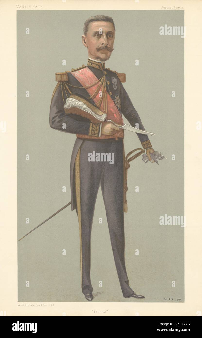 EITELKEIT UND SPIONAGE-ZEICHENTRICKFILM Admiral Raymond-Emile Gervais 'l'Amiral'. Marine 1902 Stockfoto