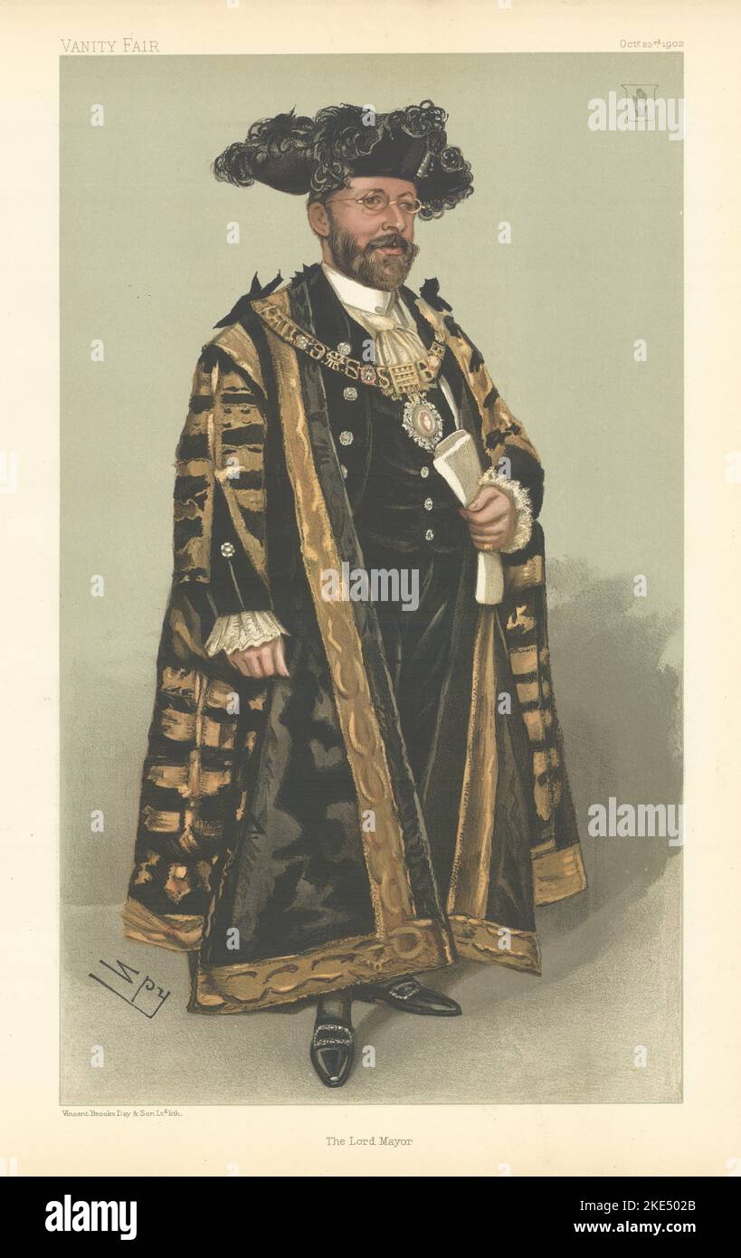 EITELKEIT FAIR SPIONAGE CARTOON Sir Joseph Dimsdale 'der Oberbürgermeister' von London 1902 Stockfoto