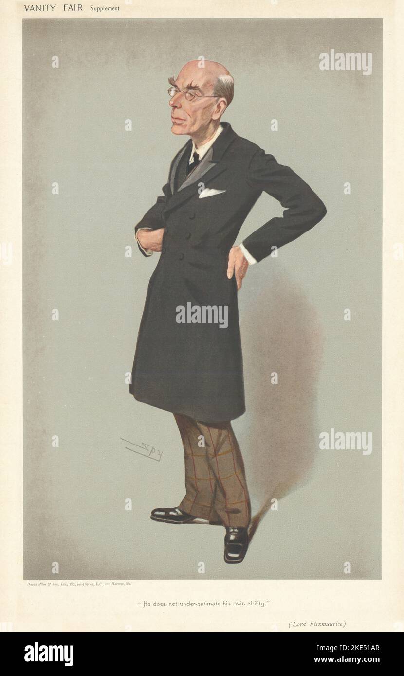 EITELKEIT FAIR SPION CARTOON Lord Edmond Fitzmaurice 'Er unterschätzt nicht…' 1906 Stockfoto
