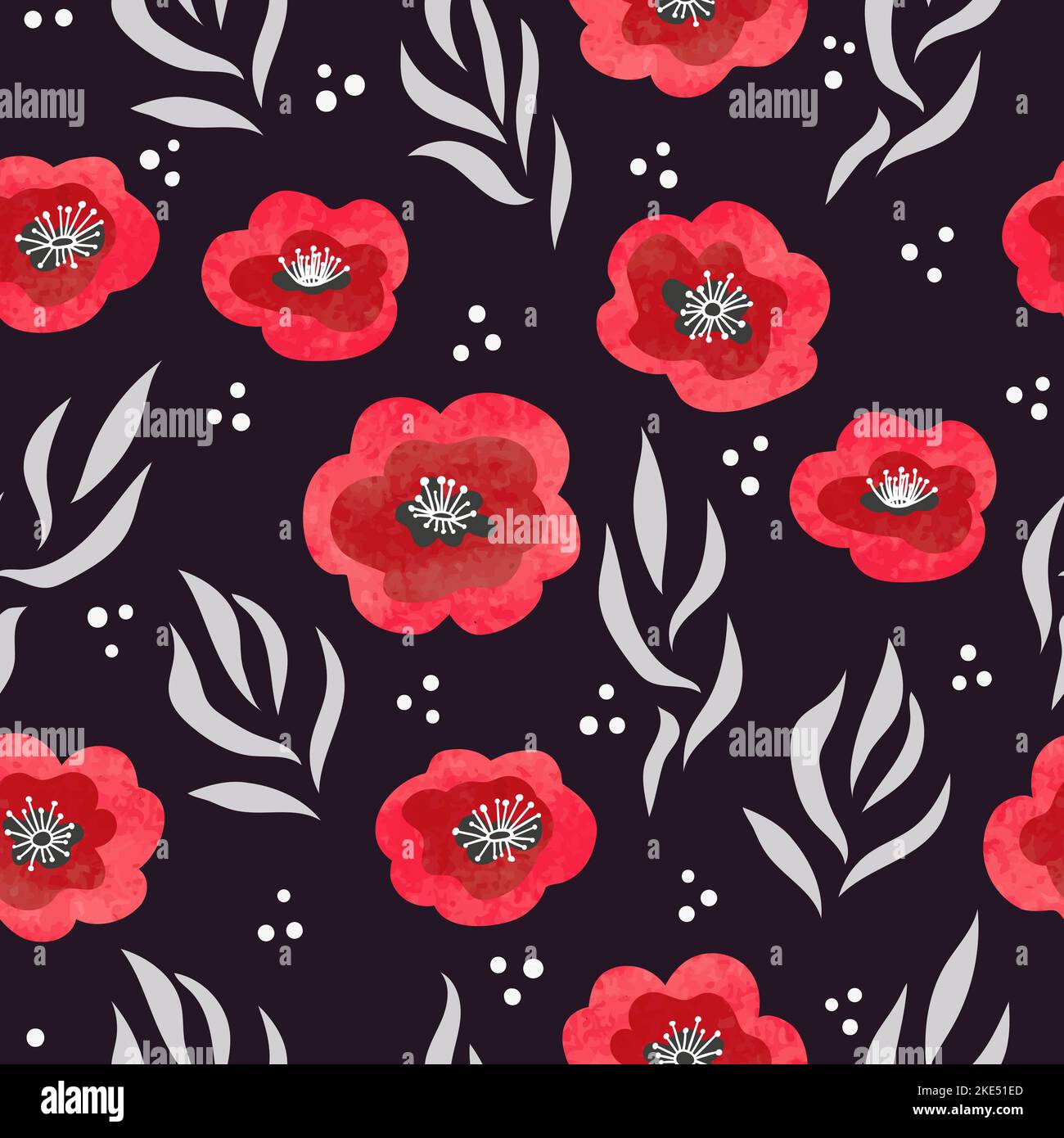 Nahtloses Blumenmuster mit wasserfarbenen Mohnblumen. Stock Vektor