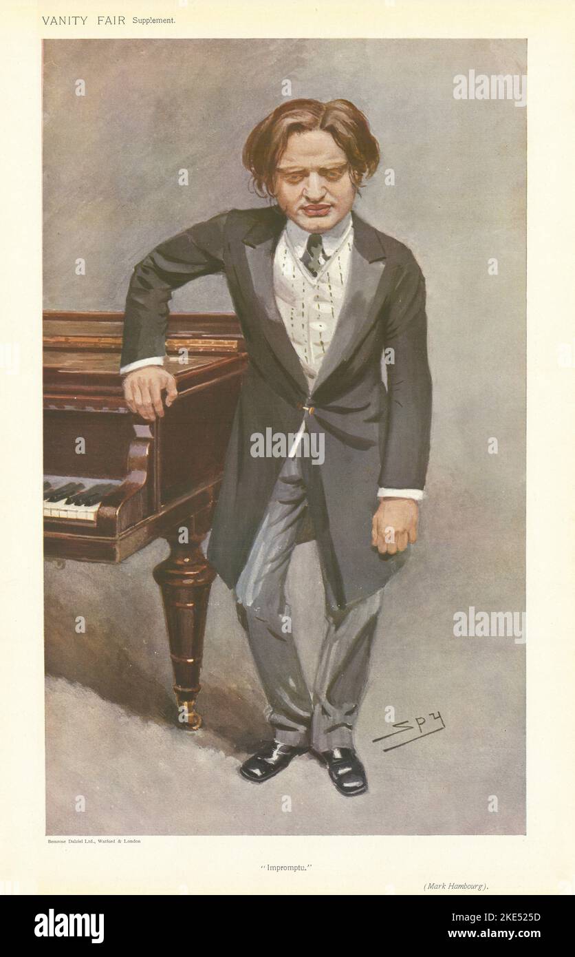 VANITY FAIR SPY CARTOON Mark Hambourg 'Impromptu' Konzertpianist. Musik 1908 Stockfoto