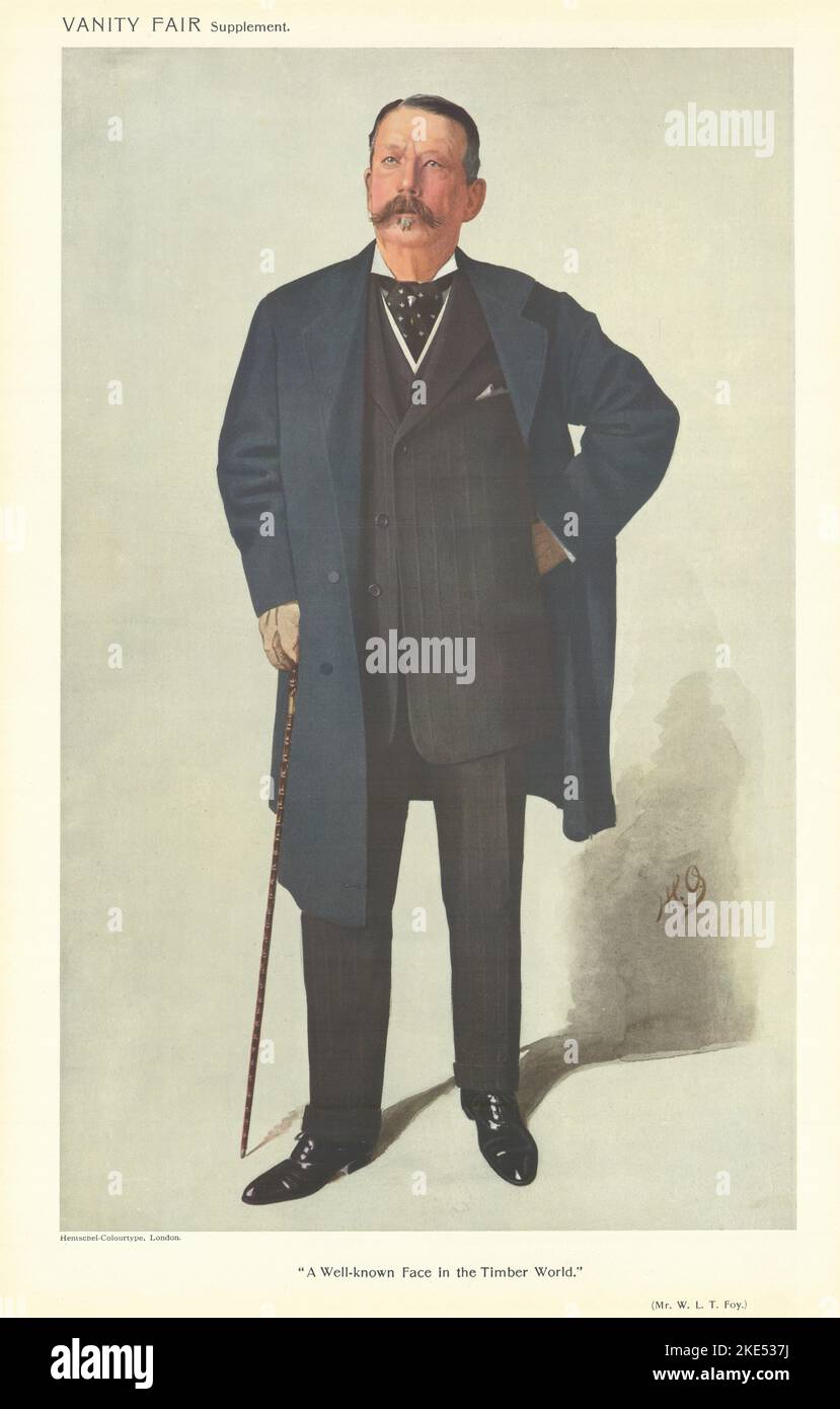 VANITY FAIR SPIONAGE-CARTOON William Foy 'Ein bekanntes Gesicht in der Holzwelt' 1911 Stockfoto