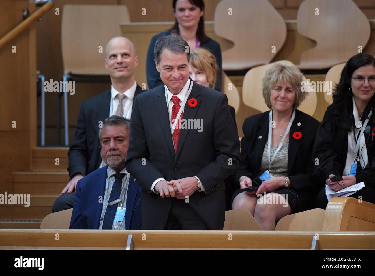 Edinburgh Schottland, Großbritannien 10. November 2022. Canada Sprecher des Unterhauses, Anthony Rota bei First Minister Questions im schottischen Parlament. Credit sst/alamy live News Stockfoto Edinburgh Schottland, Großbritannien 10. November 2022. Canada Sprecher des Unterhauses, Anthony Rota bei First Minister Questions im schottischen Parlament. Credit sst/alamy live News Stockfoto