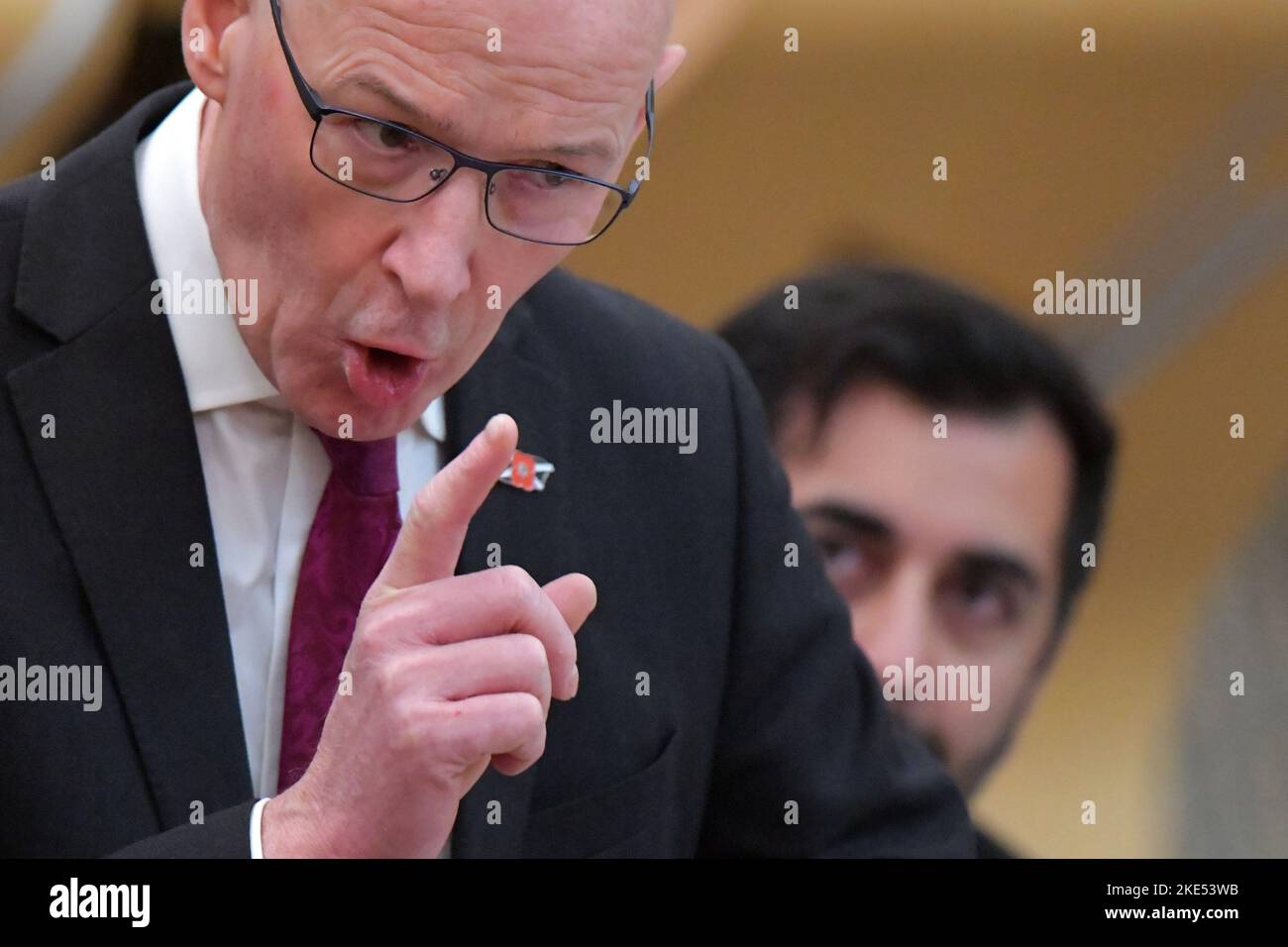 Edinburgh Schottland, Großbritannien 10. November 2022. John Swinney, Stellvertretender erster Minister von Schottland bei Fragen des Ersten Ministers im schottischen Parlament. Credit sst/alamy live News Stockfoto Edinburgh Schottland, Großbritannien 10. November 2022. John Swinney, Stellvertretender erster Minister von Schottland bei Fragen des Ersten Ministers im schottischen Parlament. Credit sst/alamy live News Stockfoto