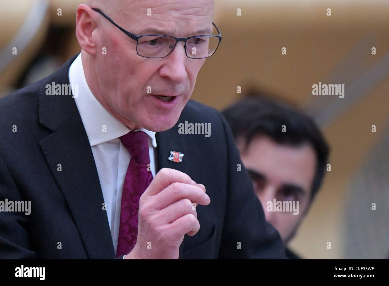 Edinburgh Schottland, Großbritannien 10. November 2022. John Swinney, Stellvertretender erster Minister von Schottland bei Fragen des Ersten Ministers im schottischen Parlament. Credit sst/alamy live News Stockfoto Edinburgh Schottland, Großbritannien 10. November 2022. John Swinney, Stellvertretender erster Minister von Schottland bei Fragen des Ersten Ministers im schottischen Parlament. Credit sst/alamy live News Stockfoto