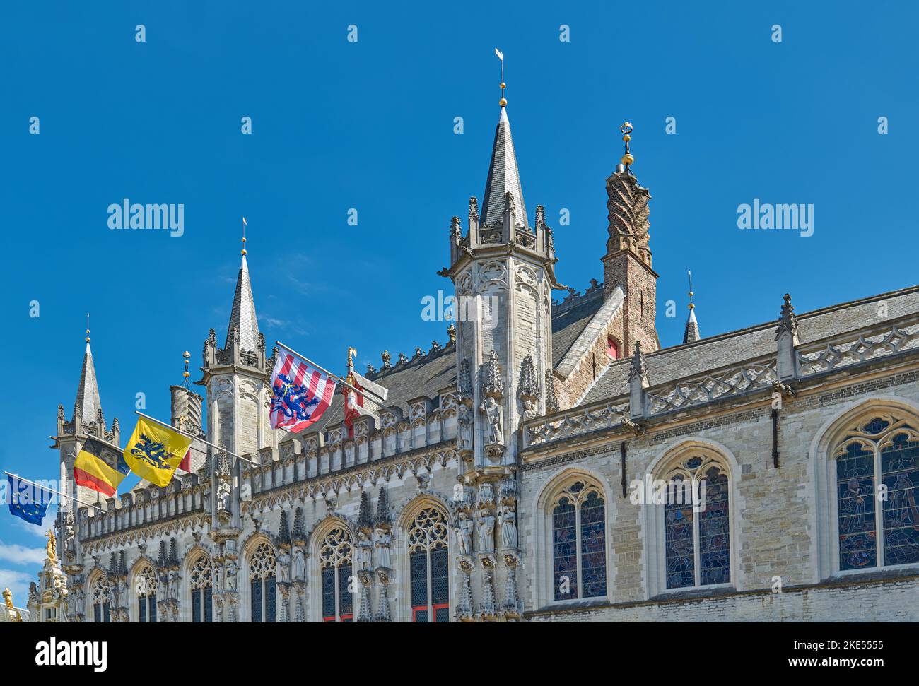 Brügge, Belgien, Detail des Provinzhauspalastes auf dem Burgplatz Stockfoto