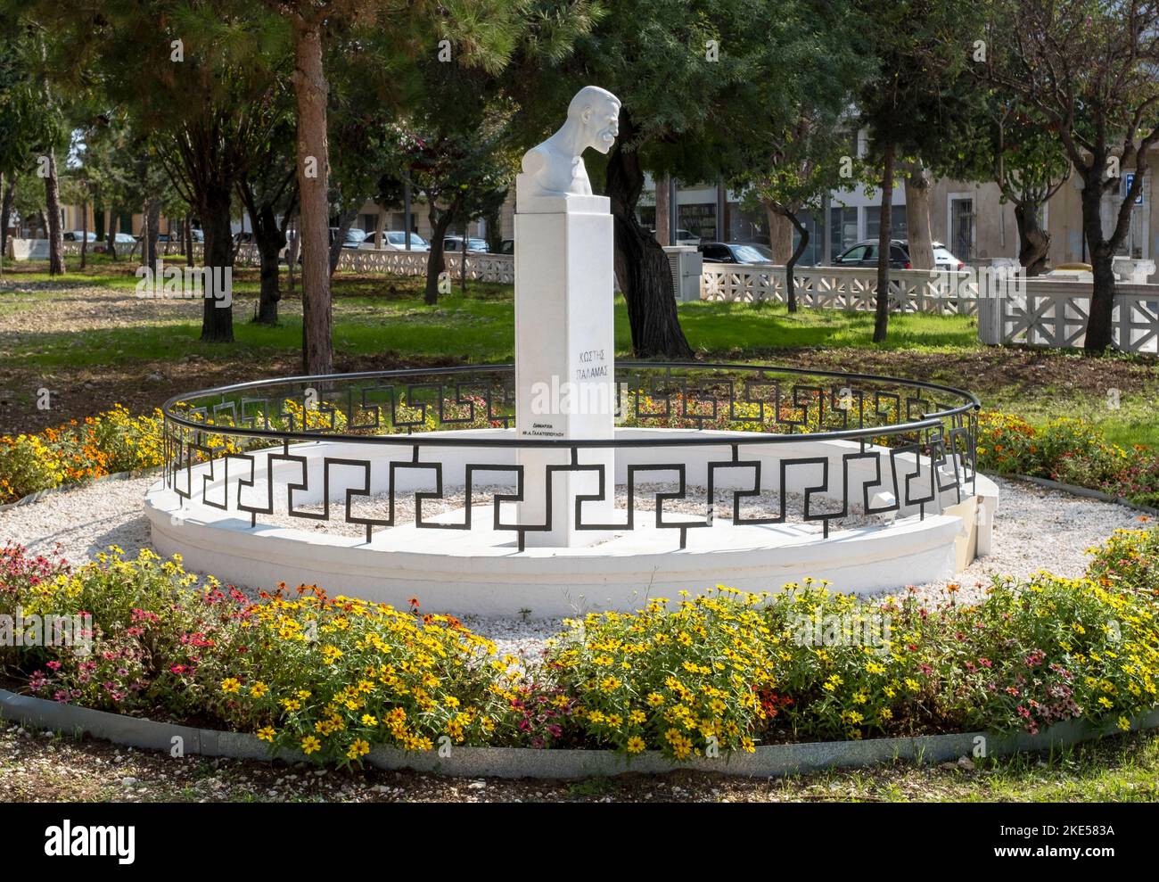 Denkmal für Kostis Palamas, Altstadt von Pafos, Zypern. Stockfoto