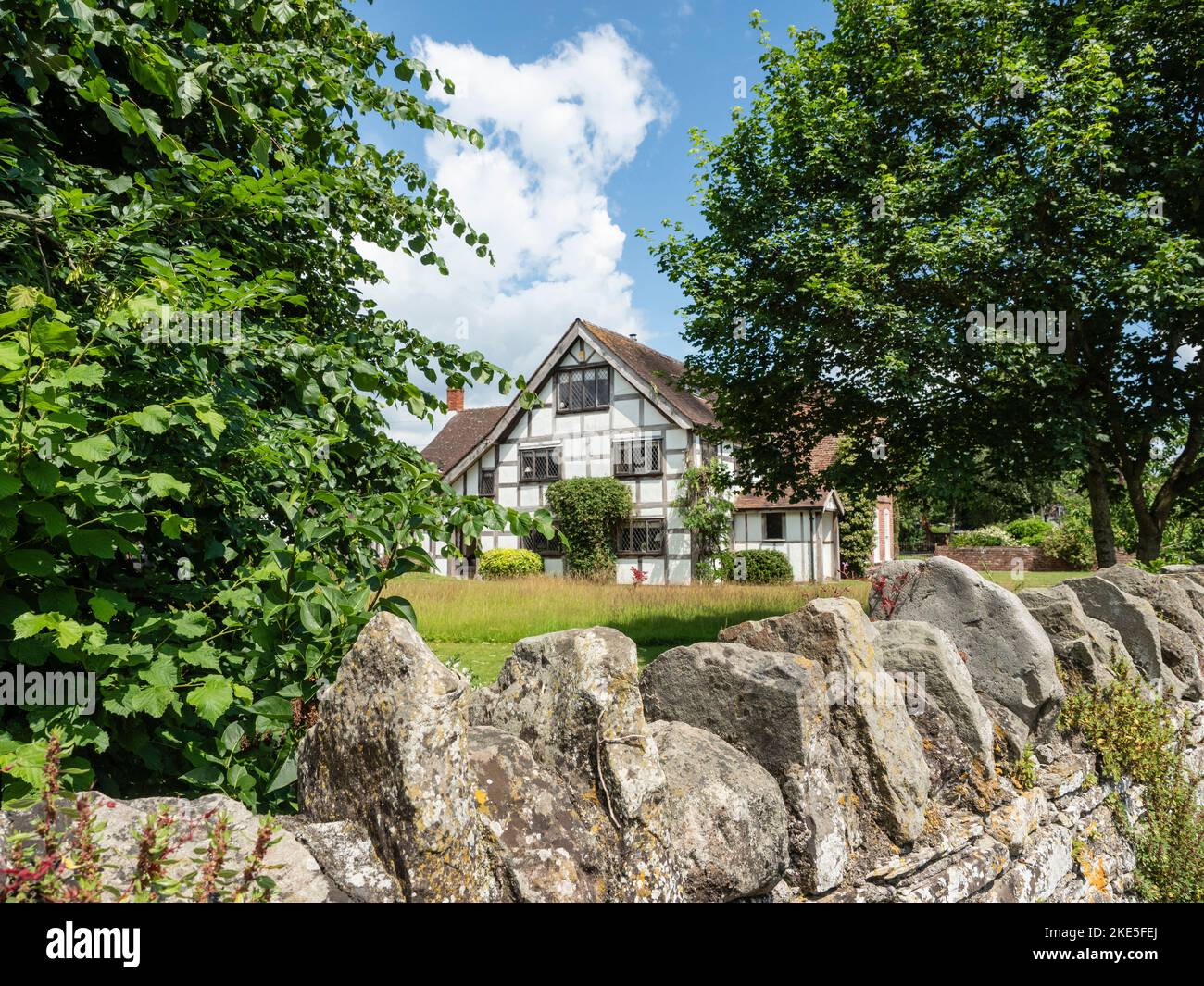 Altes Herrenhaus, Eardisland, Herefordshire, England Stockfoto