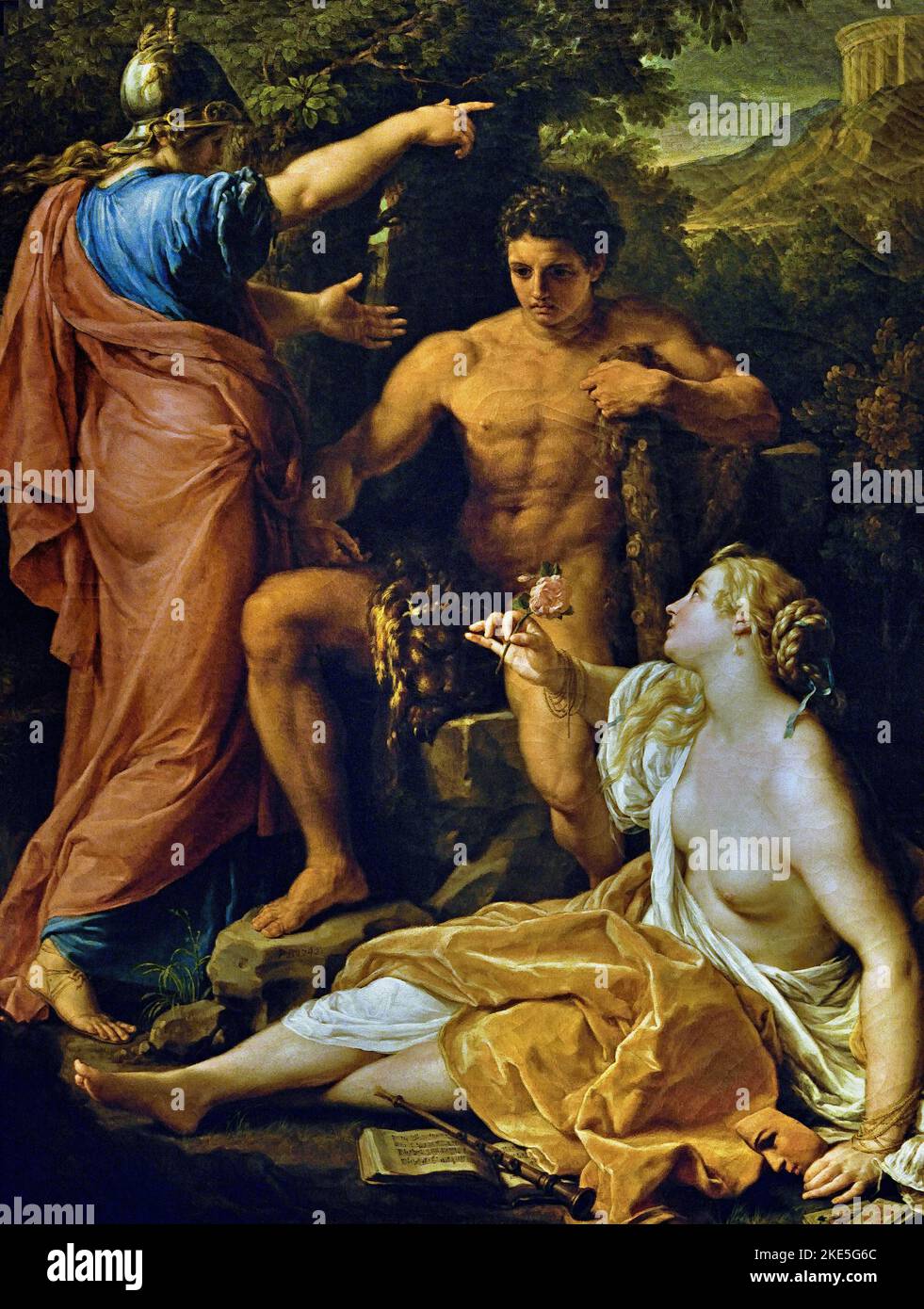 Herkules an der Kreuzung 1742 Pompeo Girolamo Batoni 1708 – 1787 Italien Italienisch. Palazzo Pitti Florence, Italien, Italienisch. (Hercules, Herakles, Sohn des Jupiter und des sterblichen Alcmene, Herakles ist berühmt für seine Stärke und für seine zahlreichen weitreichenden Abenteuer) Stockfoto