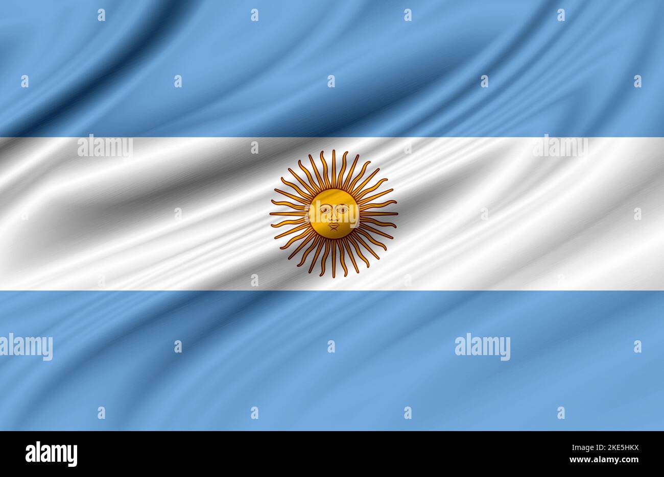 Argentinien Flagge winkt mit dem Wind, 3D Abbildung. Stockfoto
