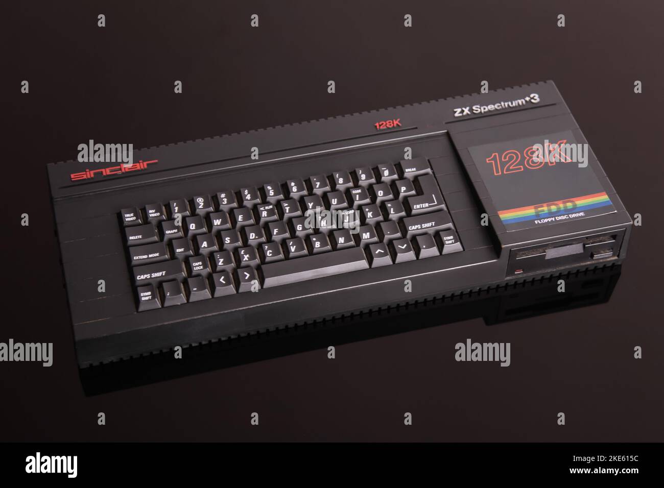 Sinclair Spectrum +3 128k PC mit Diskettenlaufwerk FDD Stockfoto