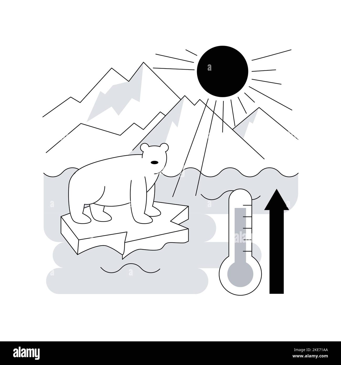 Schmelzgletscher abstrakte Konzept Vektor-Illustration. Polare Eiskappen schmelzen, Berggletscher verschwinden Ursache, Anstieg des Meeresspiegels, globale Erwärmung, Welttemperaturanstieg abstrakte Metapher. Stock Vektor