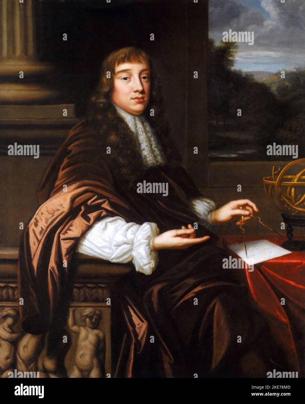 Robert Hooke (1635–1703) englisches Polymath, dieses Gemälde wird als das wahrscheinlichste Porträt von Robert Hooke diskutiert, aber nicht bewiesen. Stockfoto