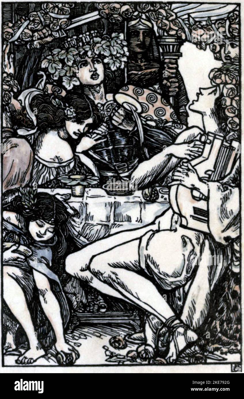 „Alexander's Feast, or the Power of Music“ (1697) ist eine Ode von John Dryden. Es wurde geschrieben, um den Tag der heiligen Cecilia zu feiern. Stockfoto