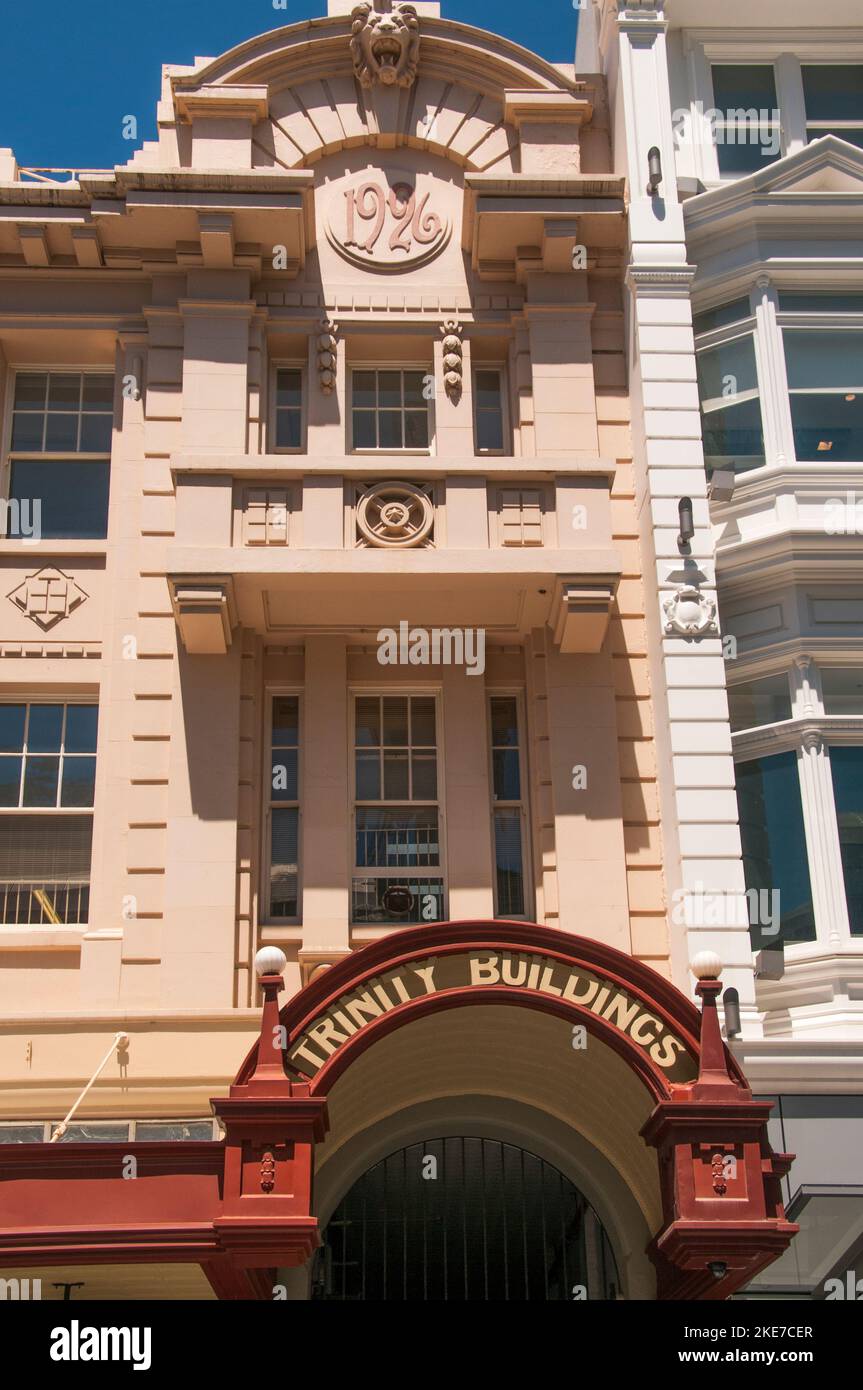 Trinity Buildings (1926) in der Hay Street Mall, Perth, Westaustralien Stockfoto