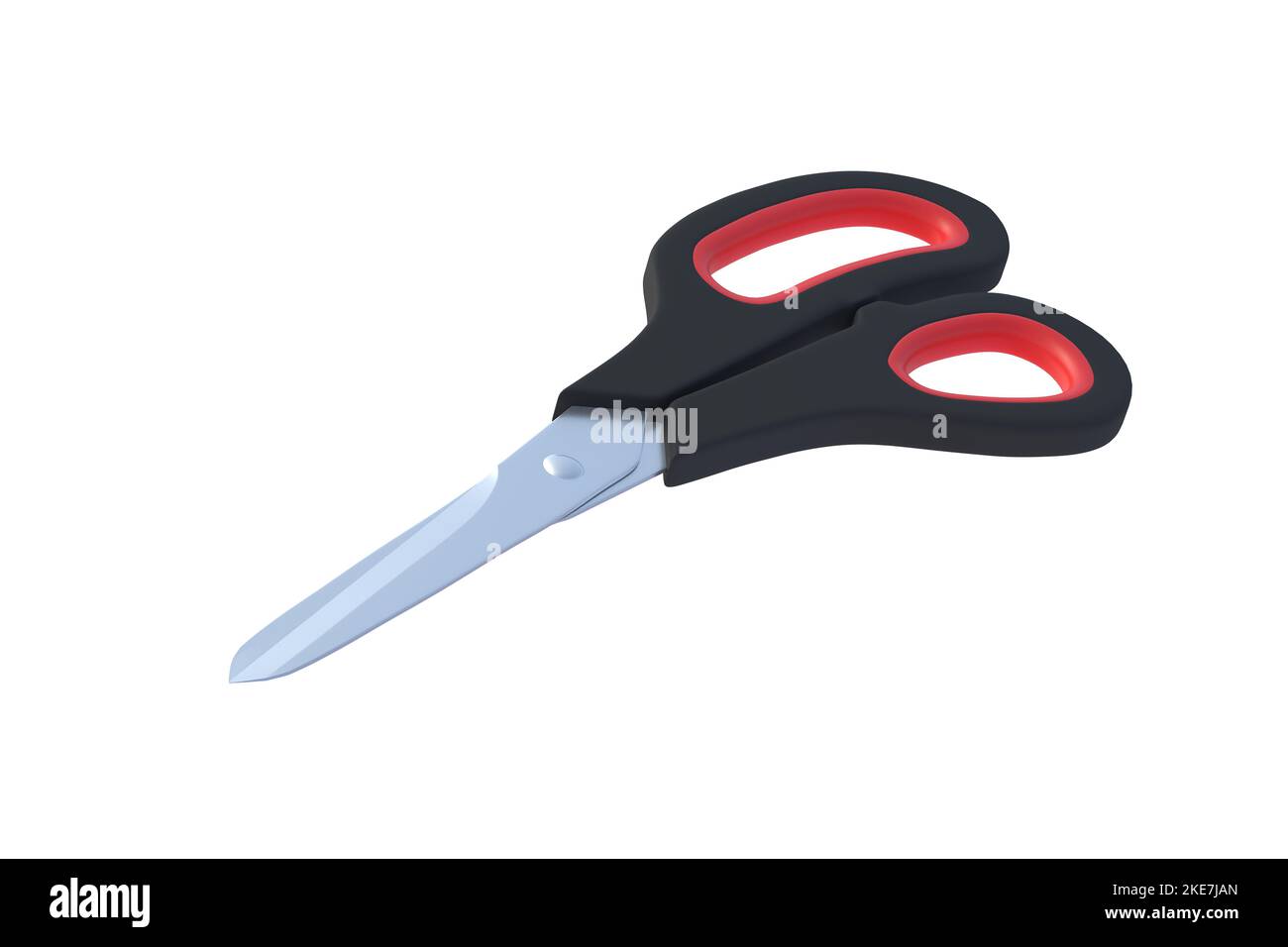 Geschlossene Schere auf weißem Hintergrund isoliert. 3D Rendern Stockfoto