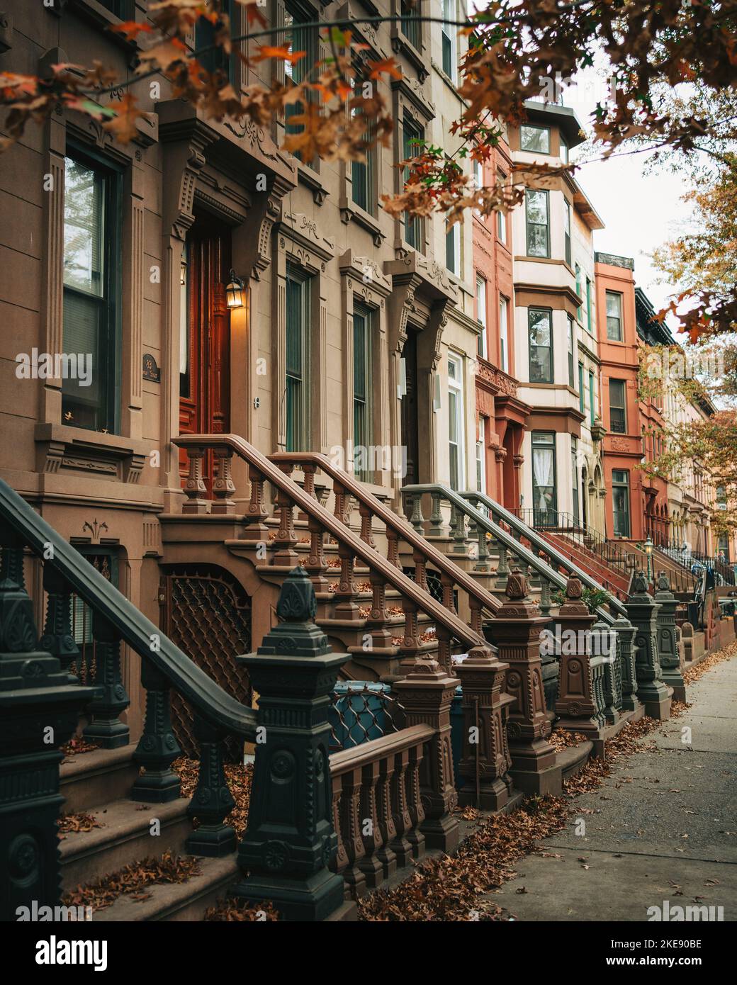 Brownstones in Bedford-Stuyvesant, Brooklyn, New York Stockfoto