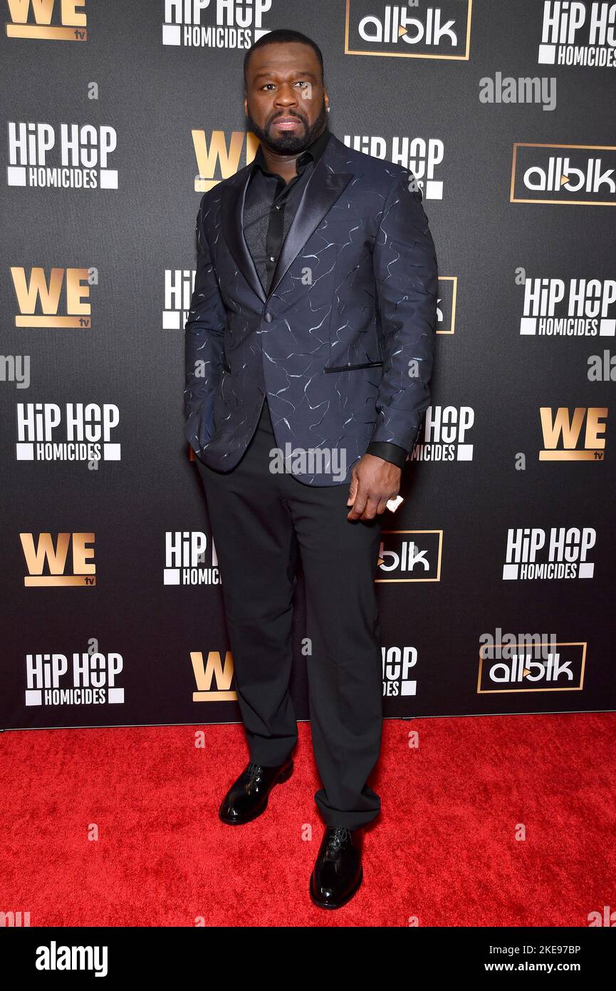 New York, USA. 10.. November 2022. Curtis - 50 Cent - Jackson nimmt an We TV's Hip Hop Homicides New York Premiere im Crosby Street Hotel, New York, NY, 10. November 2022 Teil. (Foto von Anthony Behar/Sipa USA) Quelle: SIPA USA/Alamy Live News Stockfoto
