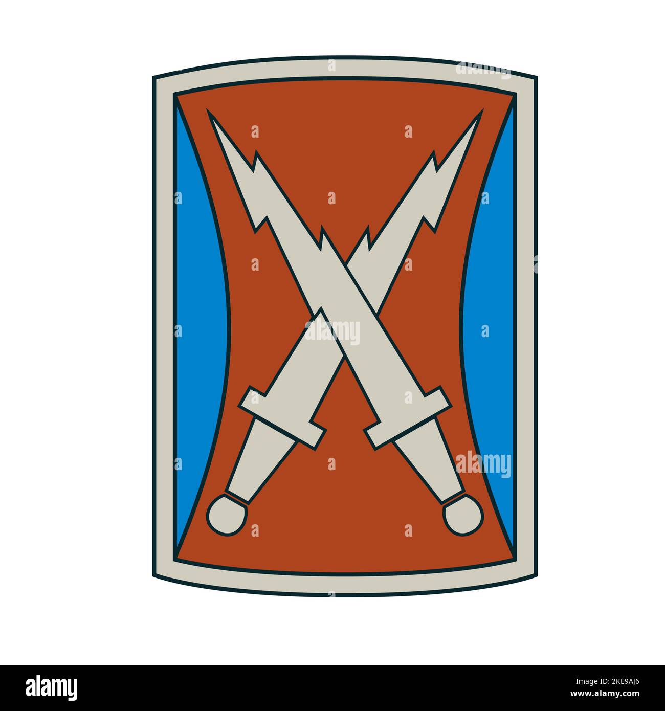 AUCKLAND, 11. November 2022: Illustration der United States Army 106. Signal Brigade Combat Service Identification Badge CSIB Militärabzeichen mit gekreuzten Schwertern. Stockfoto