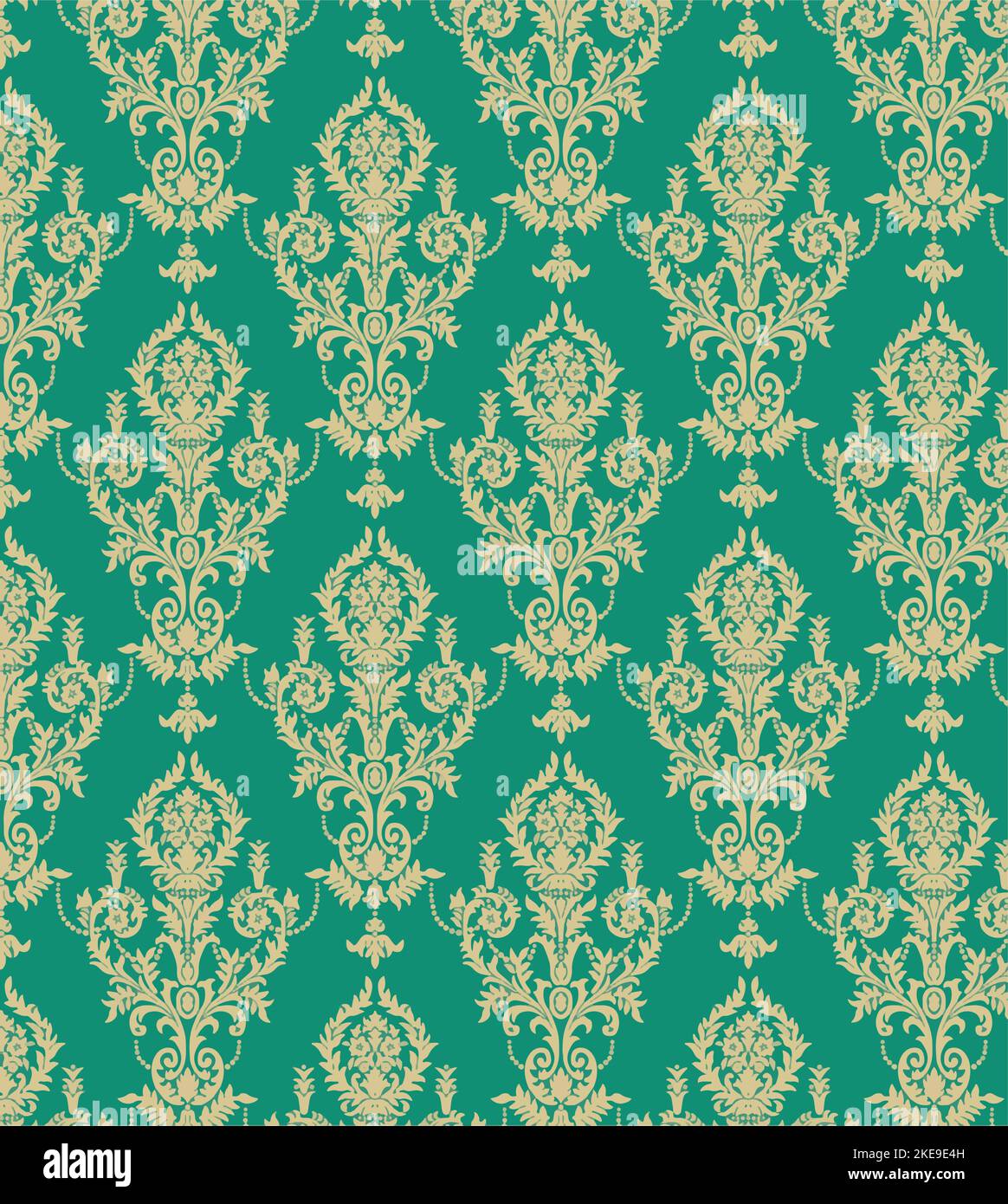 Vektor Damast nahtlose Muster Hintergrund. Klassisches, altmodisches Damast-Ornament, königliche viktorianische nahtlose Textur für Tapeten, Textilien. Stock Vektor