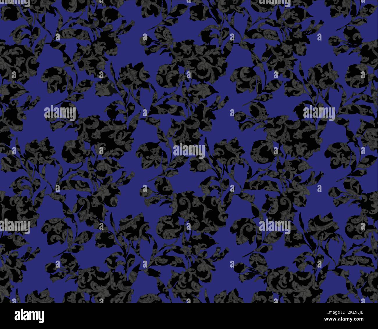 Goldfarbenes Nahtmuster mit Blumenmuster. Vintage Vektor botanische Tapete. Goldene Blumen auf dem blauen Hintergrund. Design für Tapete, Textil, Stoff, Cover, Stock Vektor