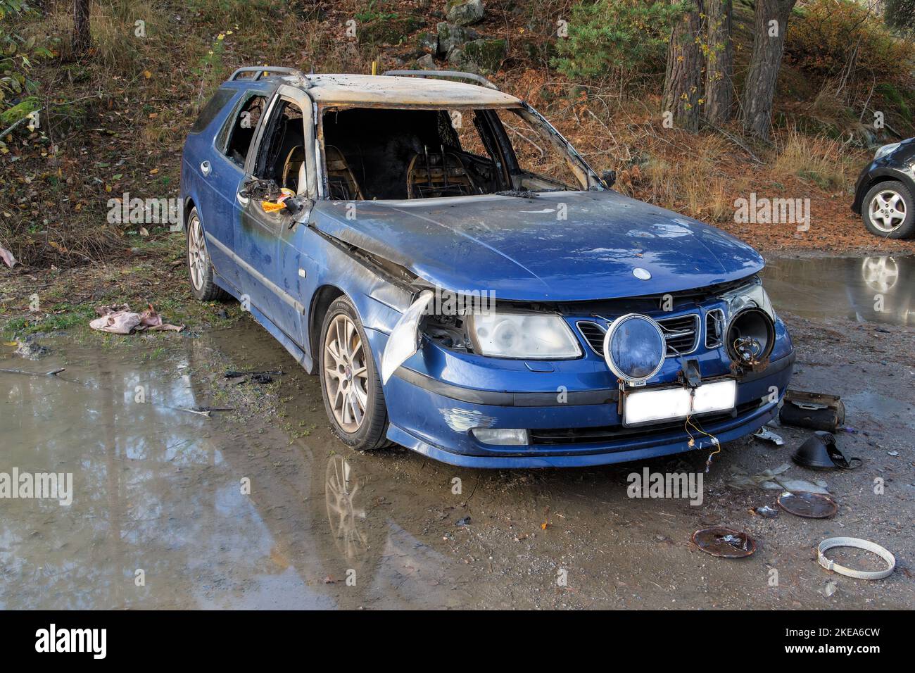 Was nach dem Feuer bleibt. Stockfoto
