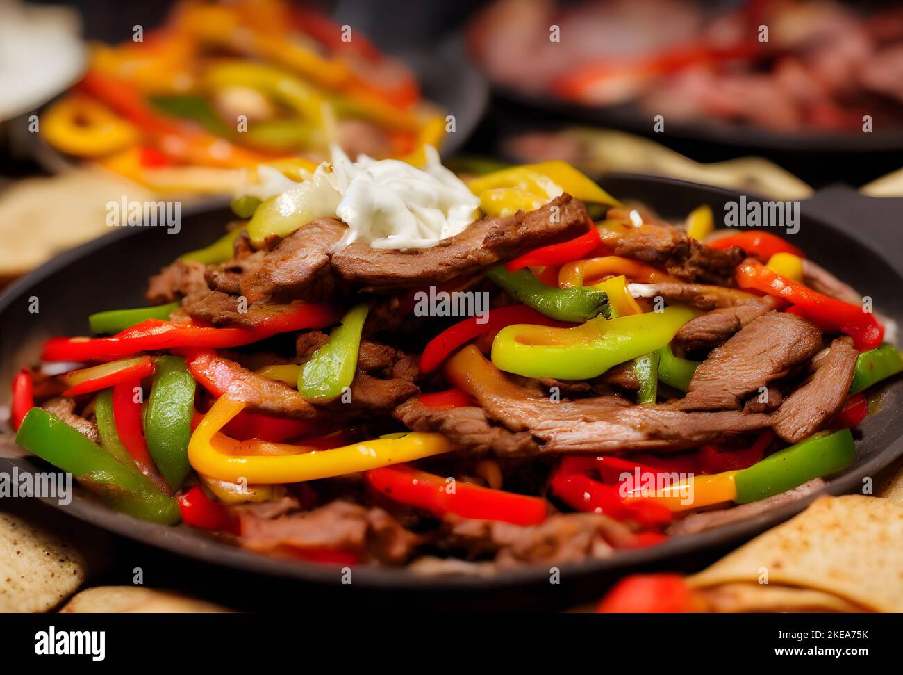 Foto von Fajitas, einem Speiseelement aus der tex-mex Cuisine Stockfoto