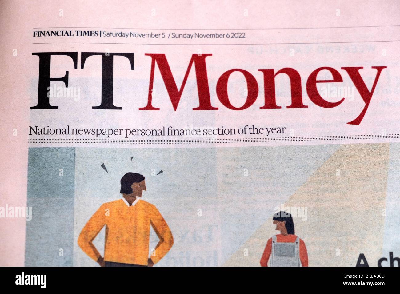 Financial Times Zeitung Schlagzeile Titelseite FTMoney Impressum am 5. November 2022 London England Großbritannien Stockfoto